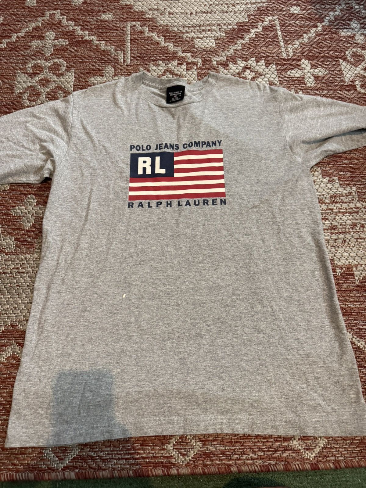 Polo Ralph Lauren Ralph Lauren USA Flag Y2K Tee Grey Sz XL Fashion Designer Size US XL / EU 56 / 4 - 1 Thumbnail
