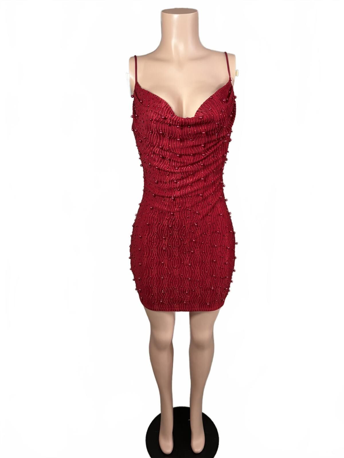 Windsor Smith Windsor Red Beaded Mini Dress with Spaghetti Straps. Large. Size L / US 10 / IT 46 - 2 Thumbnail