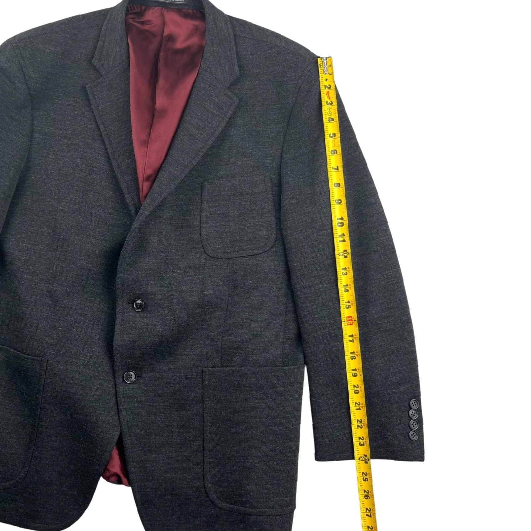 Vintage S. Cohen Men’s Blazer Jacket 100% Wool Charcoal Gray 46R Regular Mens Jacket Two Button Closure Double Vented Size 46R - 7 Thumbnail