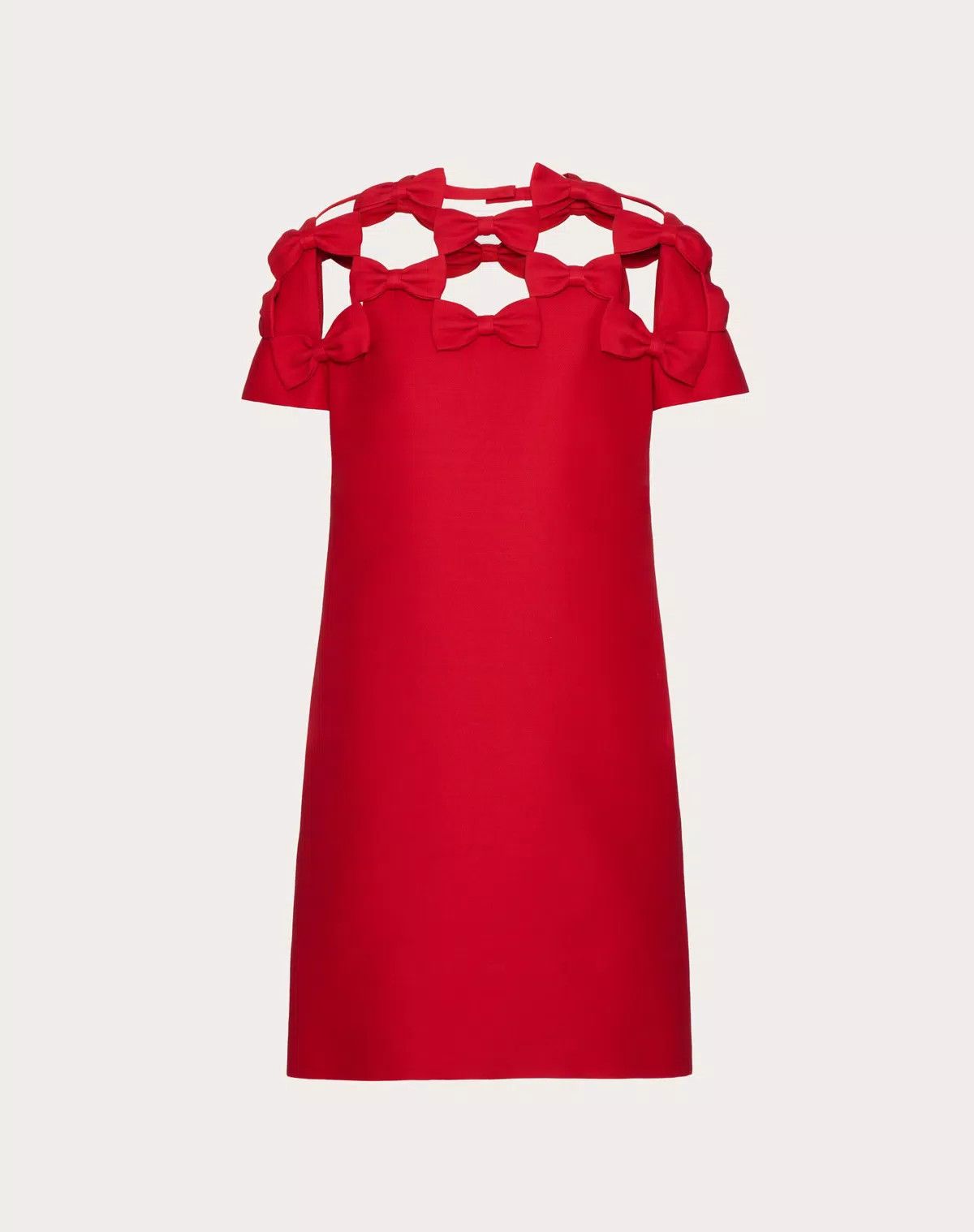 o1s1wg110625 Embroidered Crepe Couture Short Dress in Red