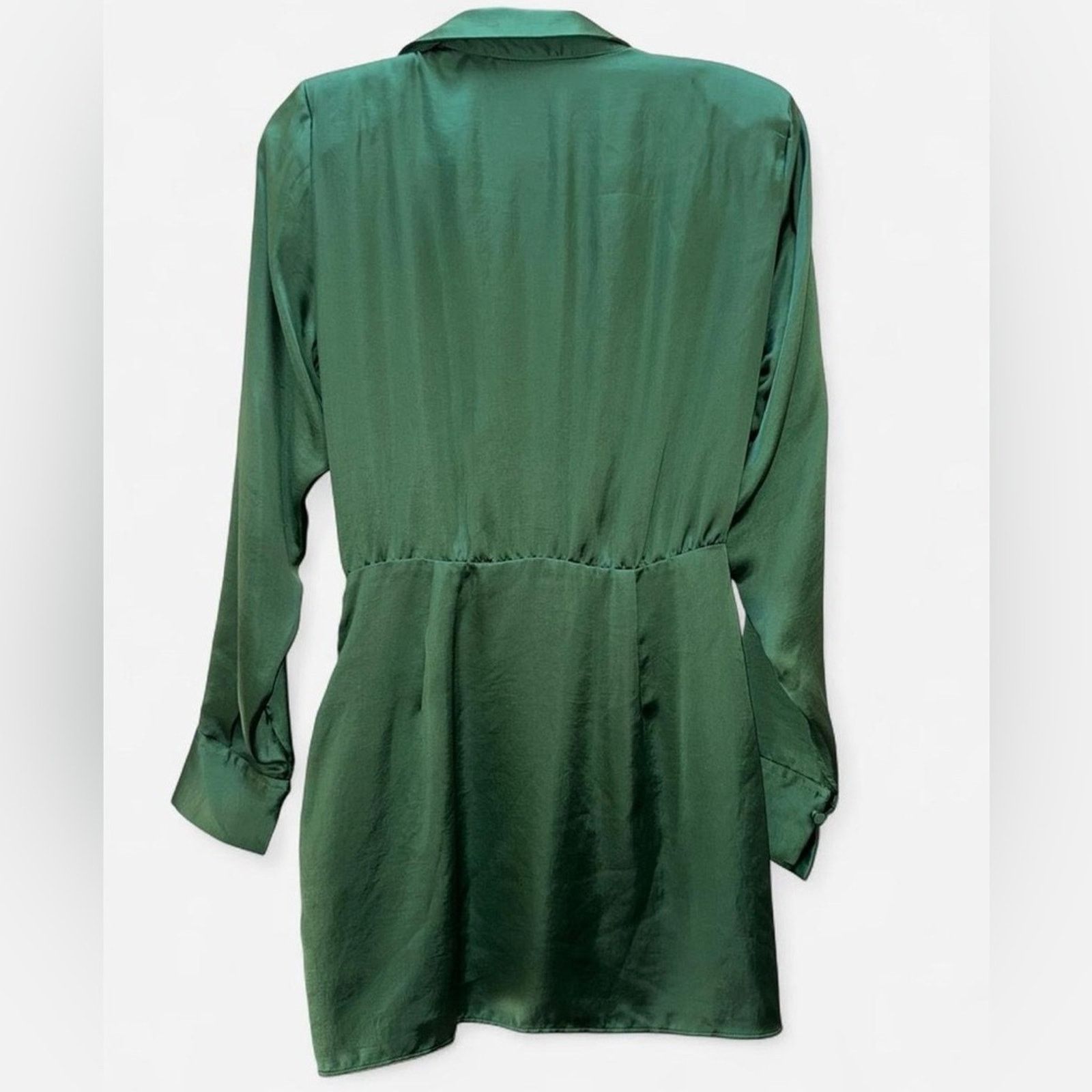 Zara Zara Solid Green Crossover Hem Dress Size XS Elegant Mini Size XS / US 0-2 / IT 36-38 - 3 Thumbnail