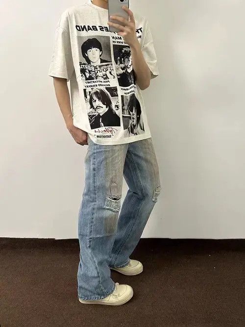 VIBE Street Hip Hop Dirty Dye Ripped Vintage Y2K Jeans Size US 32 / EU 48 - 8 Thumbnail