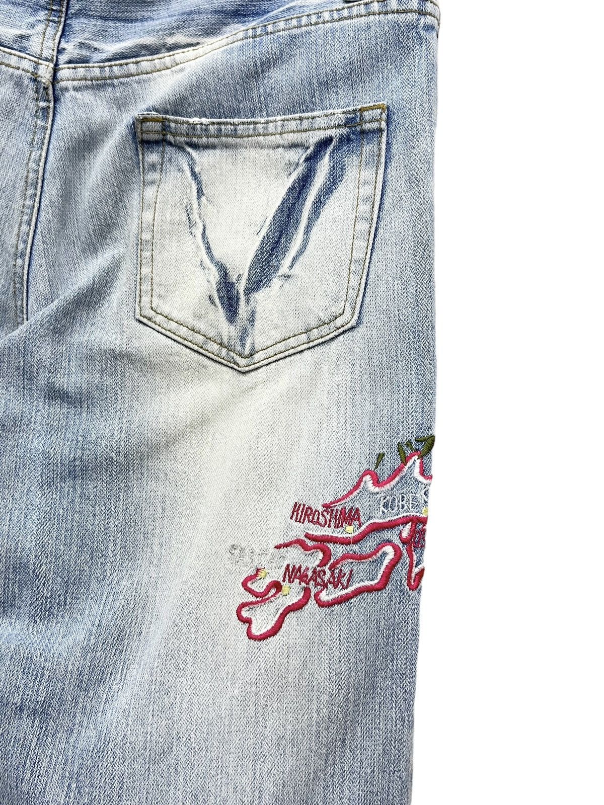 Japanese Brand 💥VISION OF JAPAN Sukajan Embroidery Light Wash Distressed Size 31" - 12 Thumbnail