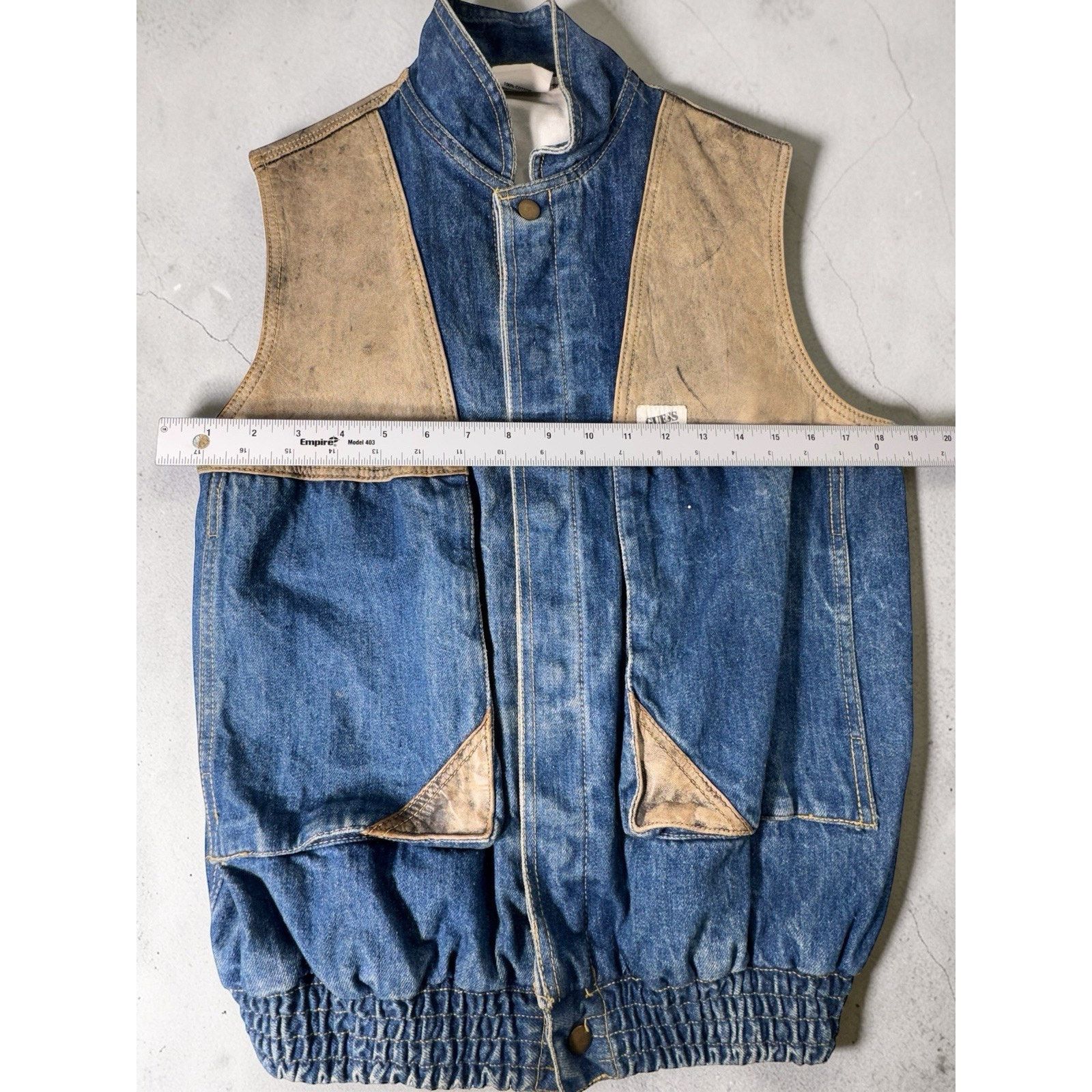 Guess Vintage Guess Georges Marciano Denim Vest Leather 80s Size M Size US M / EU 48-50 / 2 - 2 Thumbnail