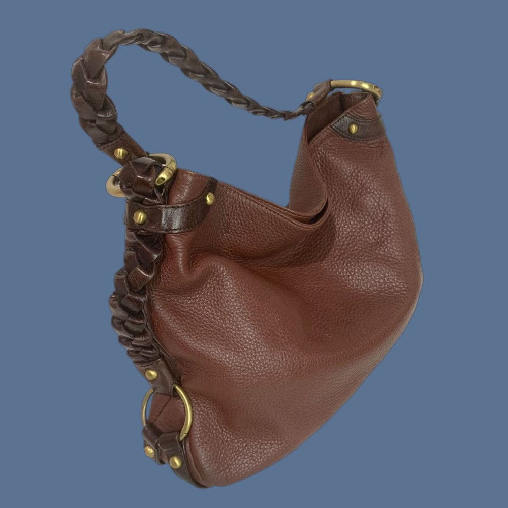 Vintage Borsetta Milano Brown Pebbled Leather Braided Strap Handbag Women Leather Bag 14" x 11" x 3.5" 6" Strap Drop Size ONE SIZE - 1 Thumbnail