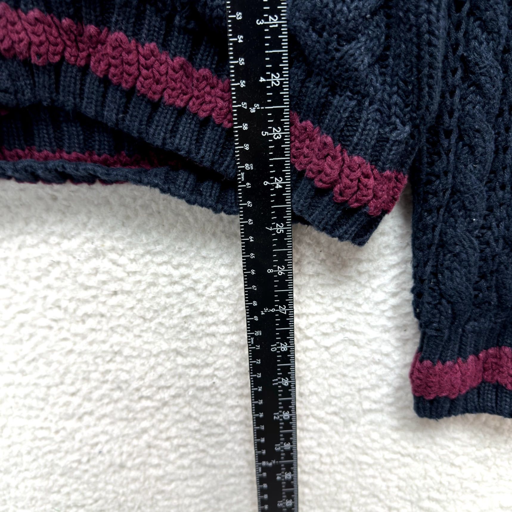 Sears VINTAGE 90s Cardigan Sweater Large Womens Navy Blue Chunky Cable Knit Academia Sears Size L / US 10 / IT 46 - 6 Thumbnail
