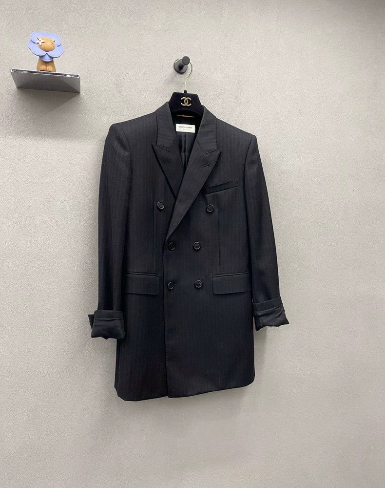 Saint Laurent Paris Saint Laurent ParisStriped double-breasted black jacket 25 Size XS / US 0-2 / IT 36-38 - 2 Thumbnail