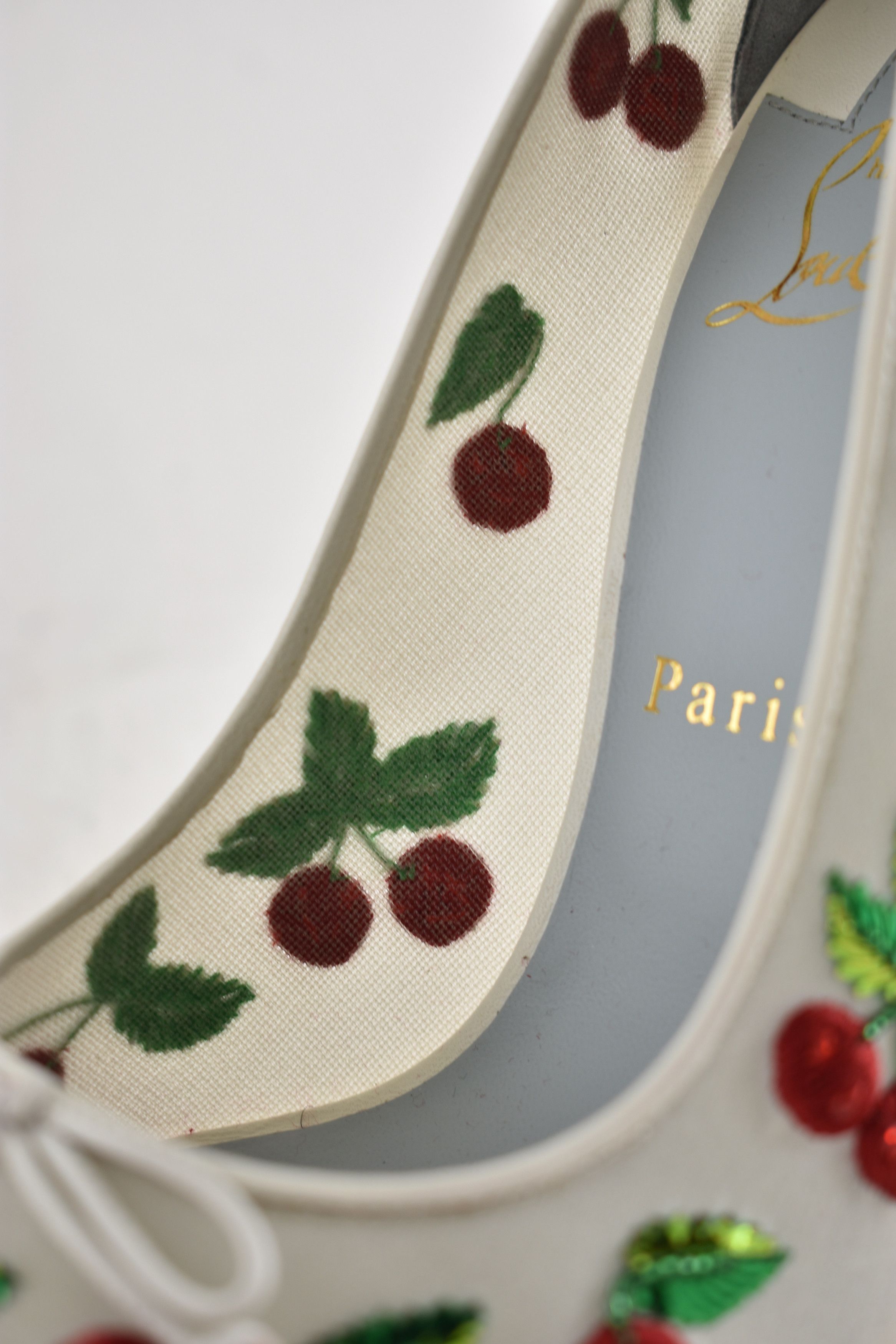 Christian Louboutin Cherrypump 100 Latte White Organza Red Cherry Pump Heel 39.5 Size US 9.5 / IT 39.5 - 20 Thumbnail