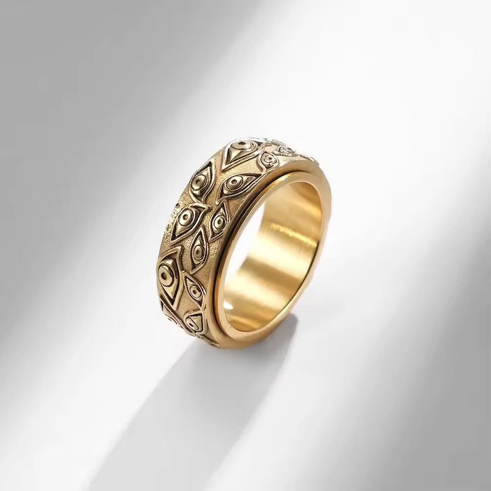 Jewelry Evil Eye Of God Ring Spinner Ring ( Size 6-13 ) in Gold, Men's