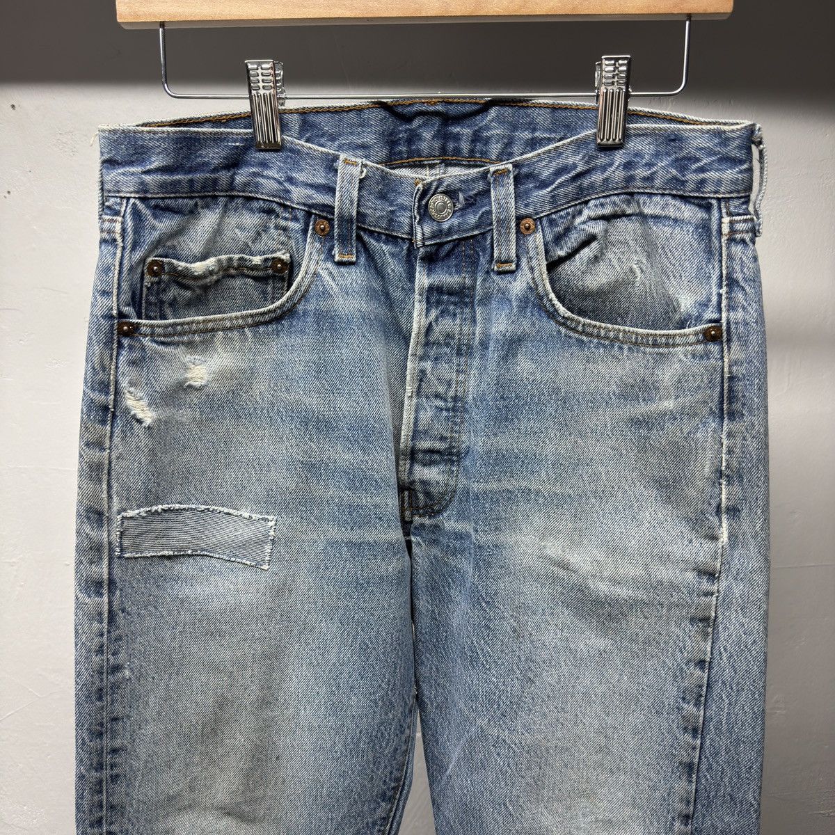 Levi's 80s Levi's 501 Thrashed Distressed Jeans ERD Grunge Chrome Size US 31 - 4 Thumbnail