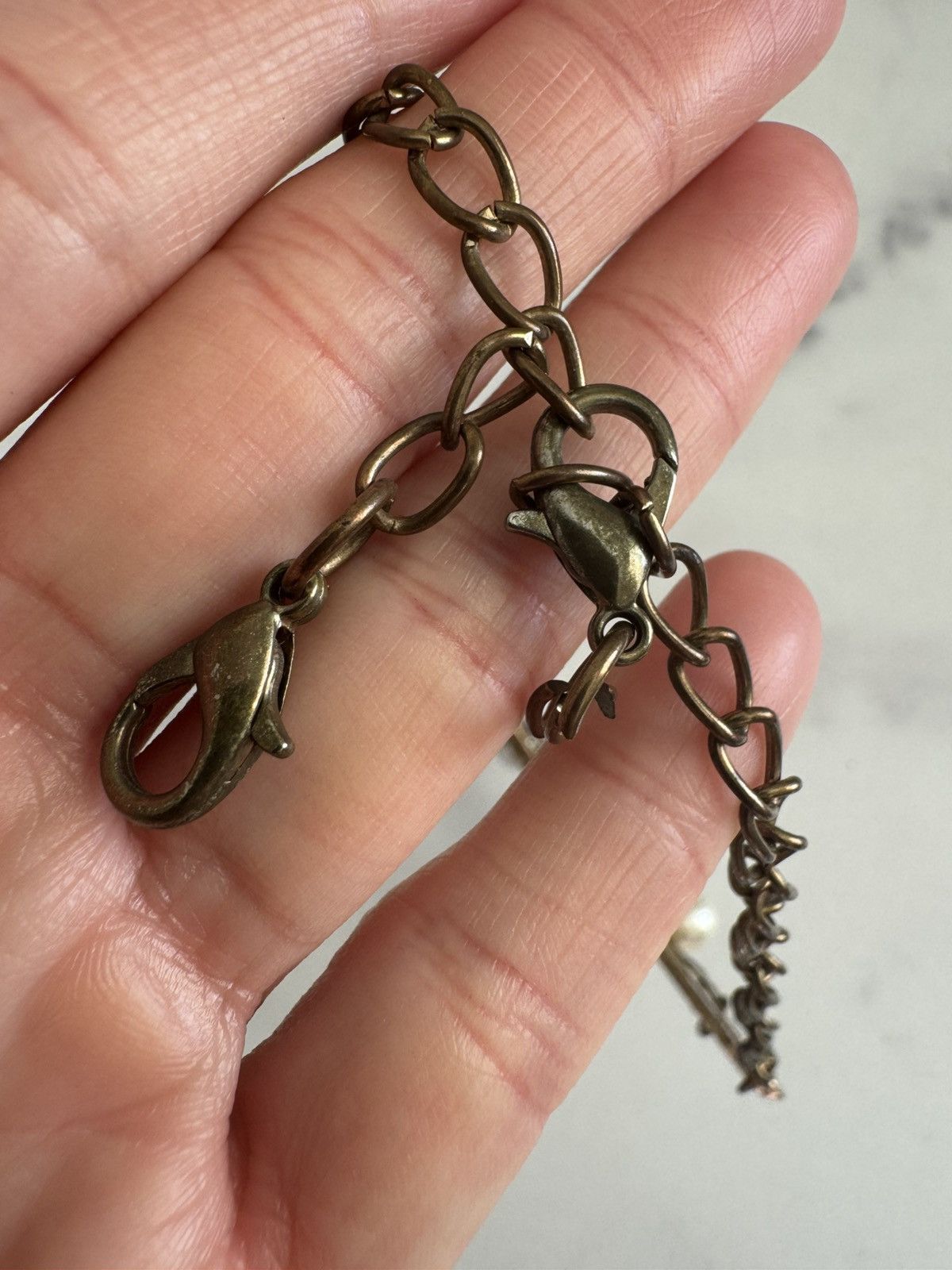 Vintage Y2K bib bar pearl necklace metal glam Size ONE SIZE - 5 Thumbnail