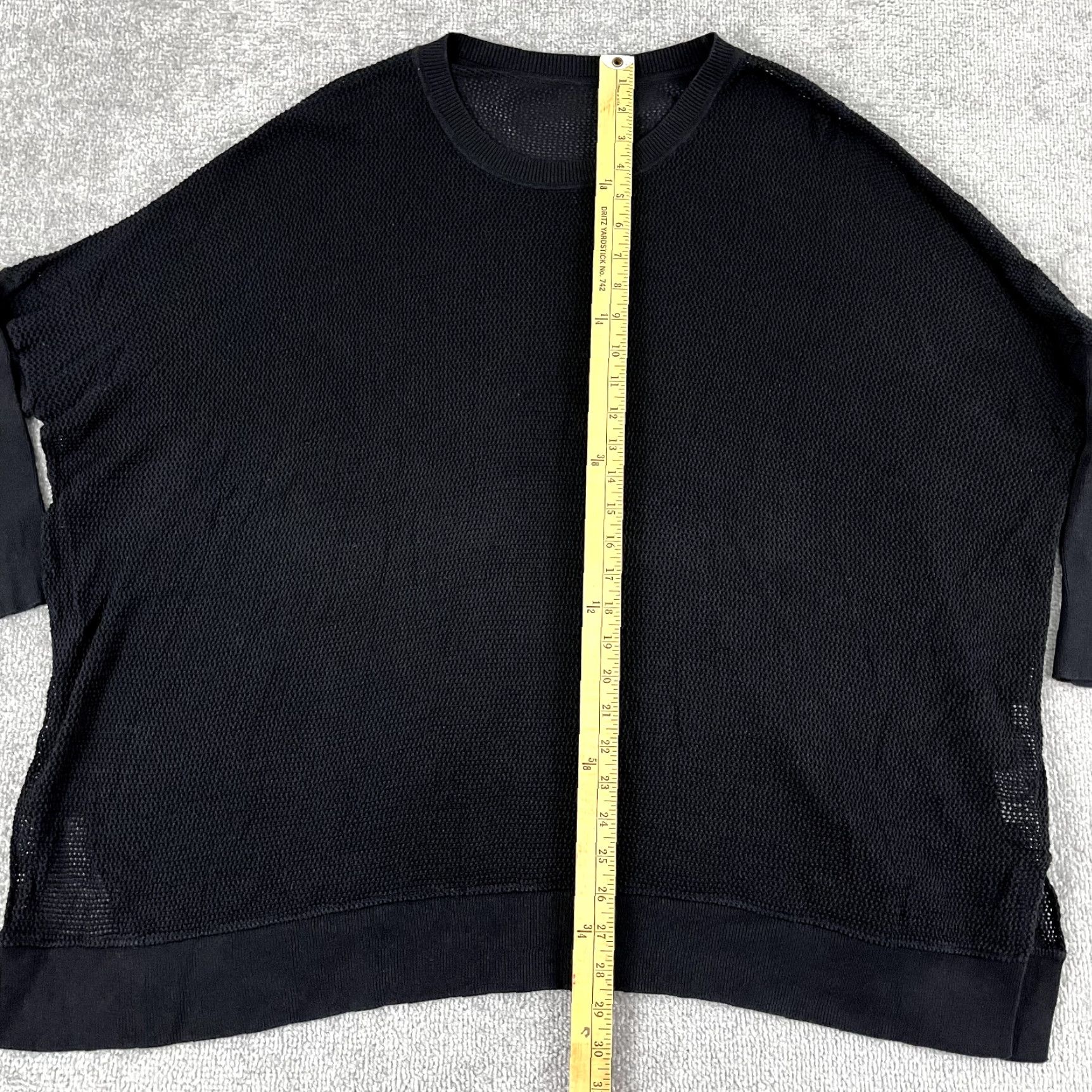 Vintage PLANET by LAUREN G Shirt Womens One Size Black Open Knit Oversized Dolman Sleeve Top Size ONE SIZE - 3 Thumbnail