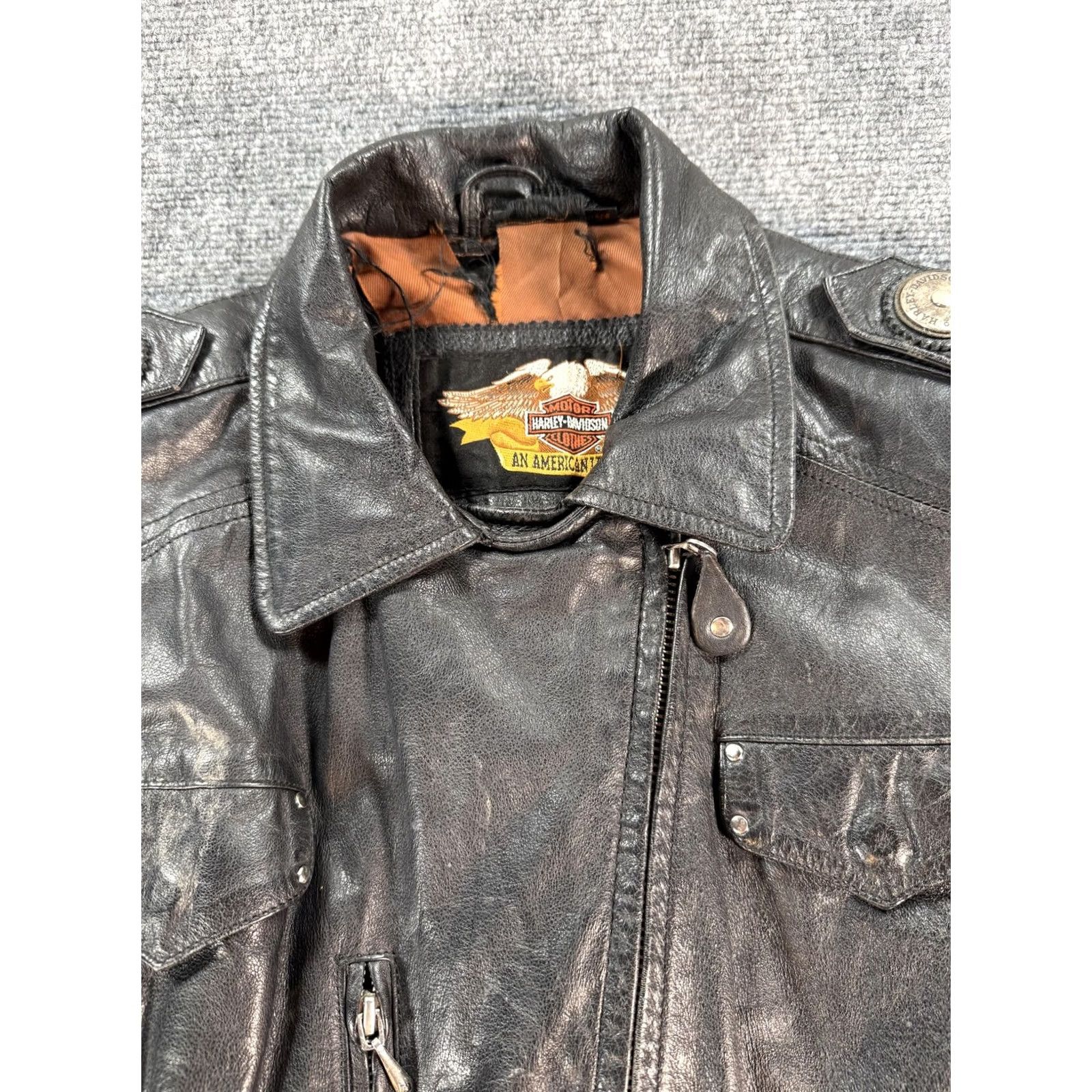 Harley Davidson VINTAGE Harley Davidson Jacket Womens Medium Black Leather Moto Biker 90s Size M / US 6-8 / IT 42-44 - 5 Thumbnail