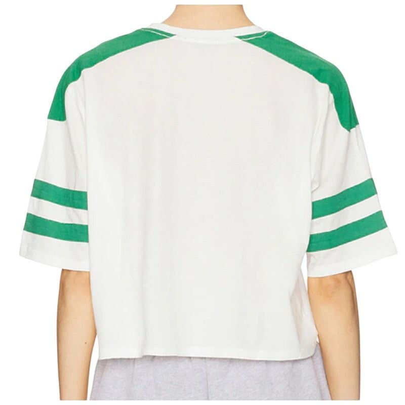 Junk Food Junk Food Eagles Striped Crop Tee in Vintage White & Kelly Size XS / US 0-2 / IT 36-38 - 2 Thumbnail