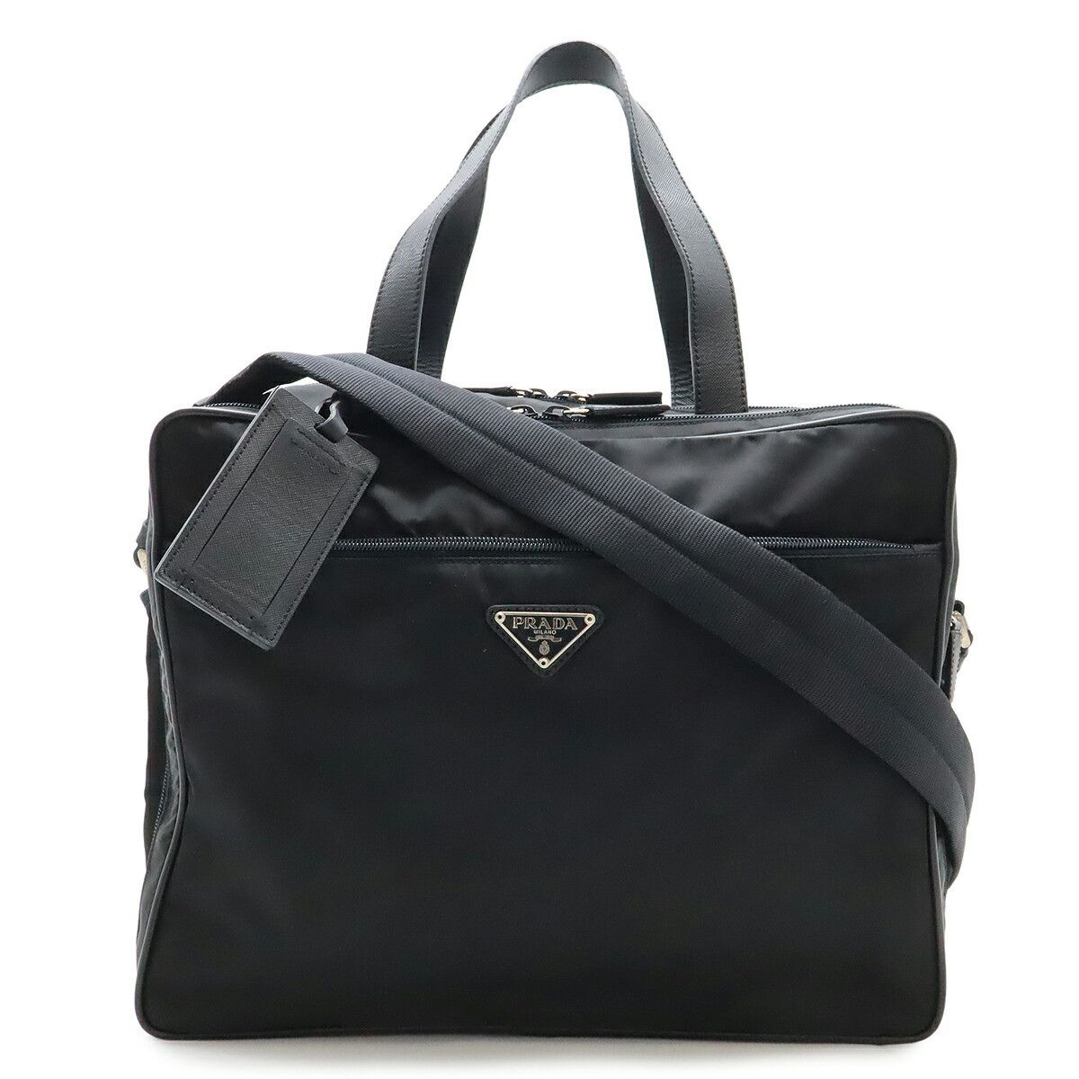 Prada Prada Triangle Logo Nylon 2way Briefcase Textile Business Bag V453 DUTY FREE for USA