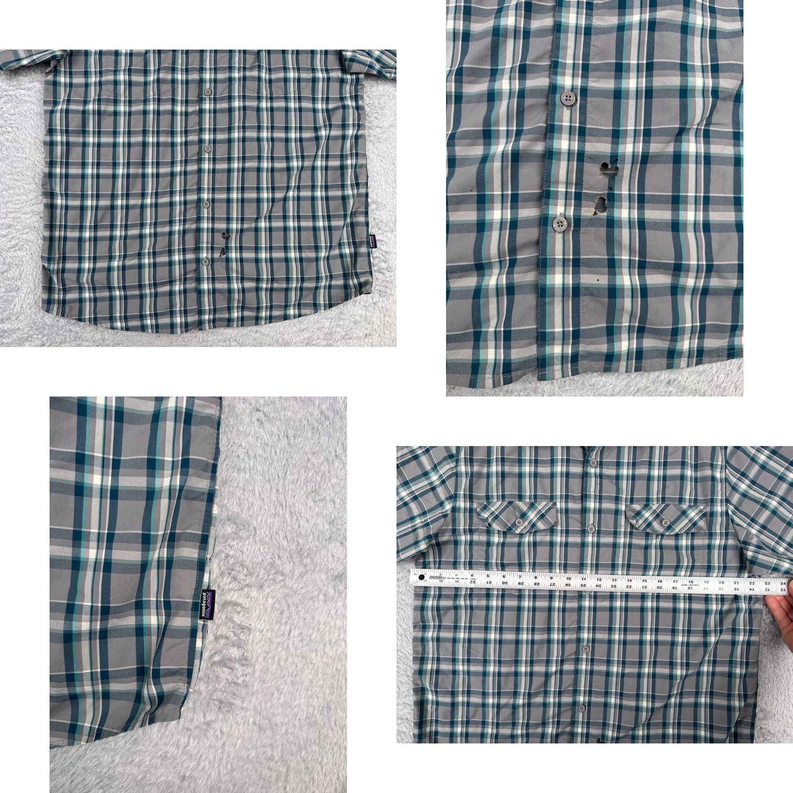 Patagonia Patagonia Shirt Mens Large Gray Teal Plaid 100% Polyester Button Up Casual, Travel, Wedding Men’s Shirt Size US L / EU 52-54 / 3 - 8 Thumbnail