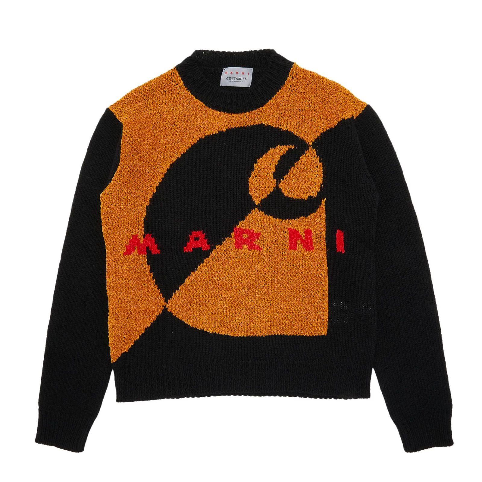 image of Marni X Carhartt Wip Logo Crewneck Sweater Black, Men's (Size Small)