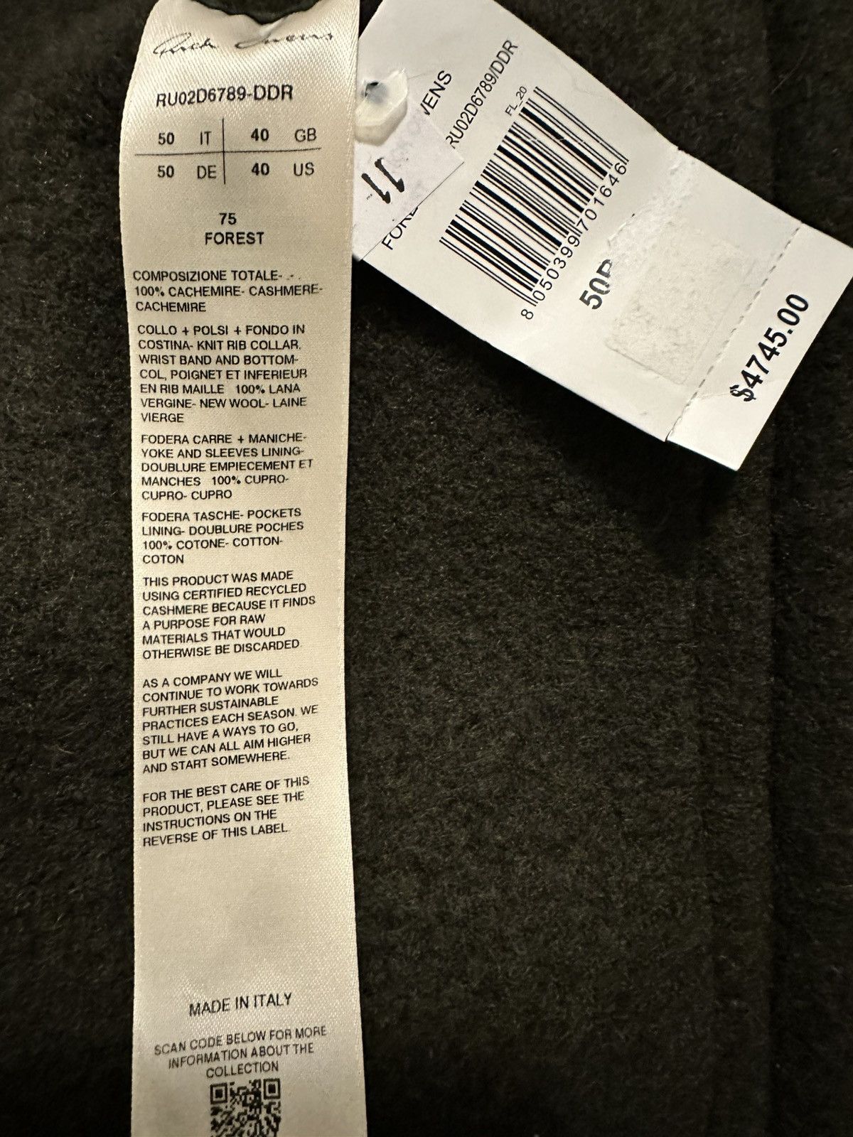 Rick Owens Rick Owens F/W 24 Cashmere Jacket NWT Size US M / EU 48-50 / 2 - 12 Thumbnail