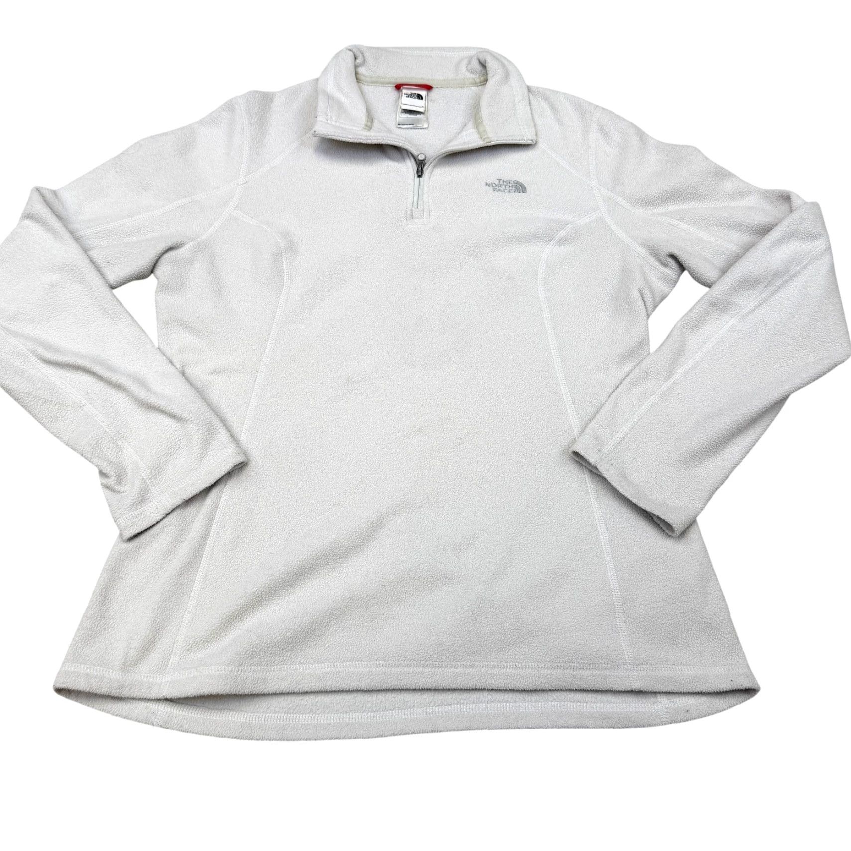The North Face The North Face Sweatshirt Womens L White Fleece 1/4 Zip Mock Neck Pullover Embroidered Logo Zipper Size L / US 10 / IT 46 - 2 Thumbnail