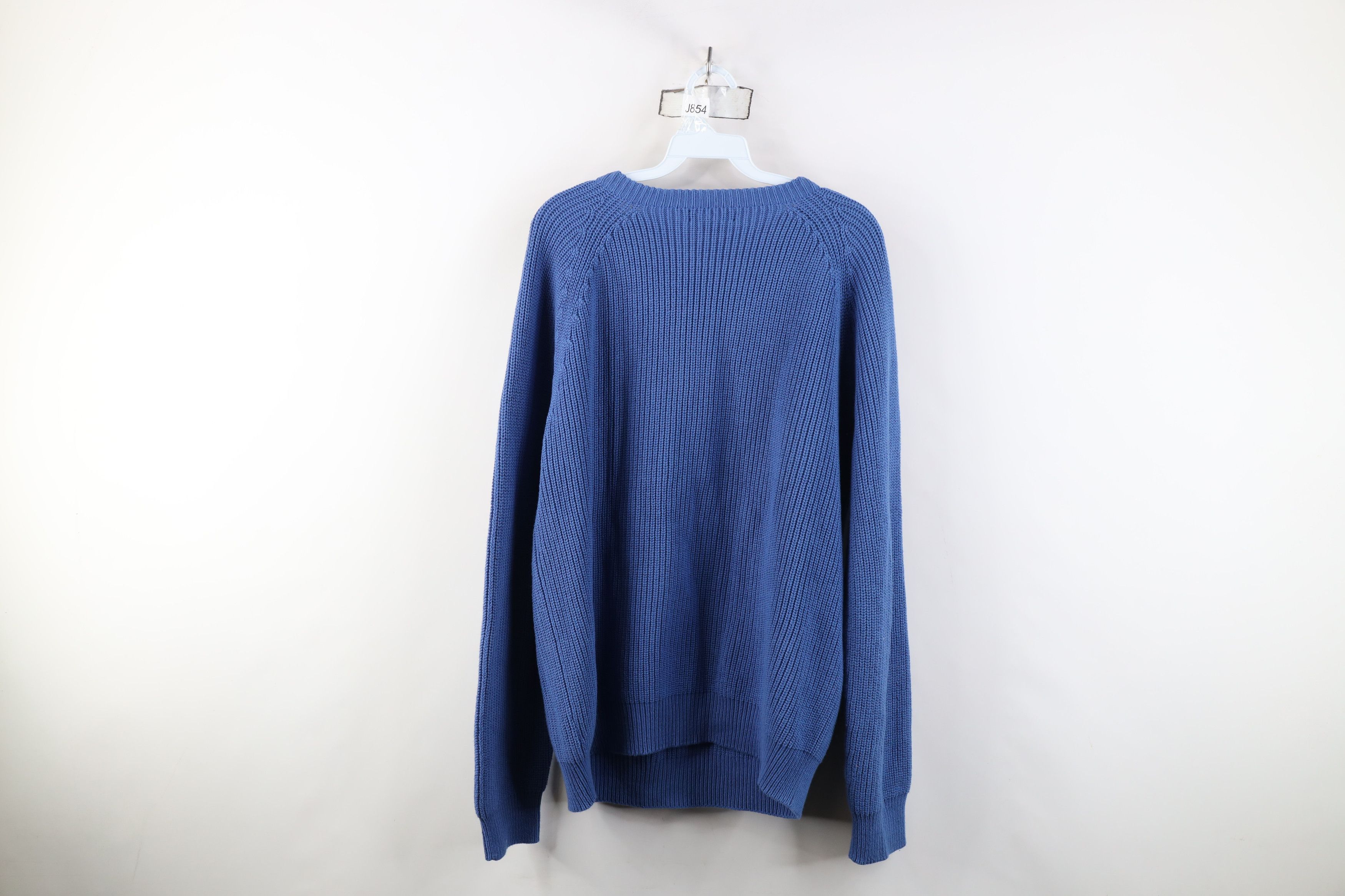 Lands' End Vintage 90s Lands End Cotton Ribbed Knit Sweater Blue USA Size US L / EU 52-54 / 3 - 8 Thumbnail