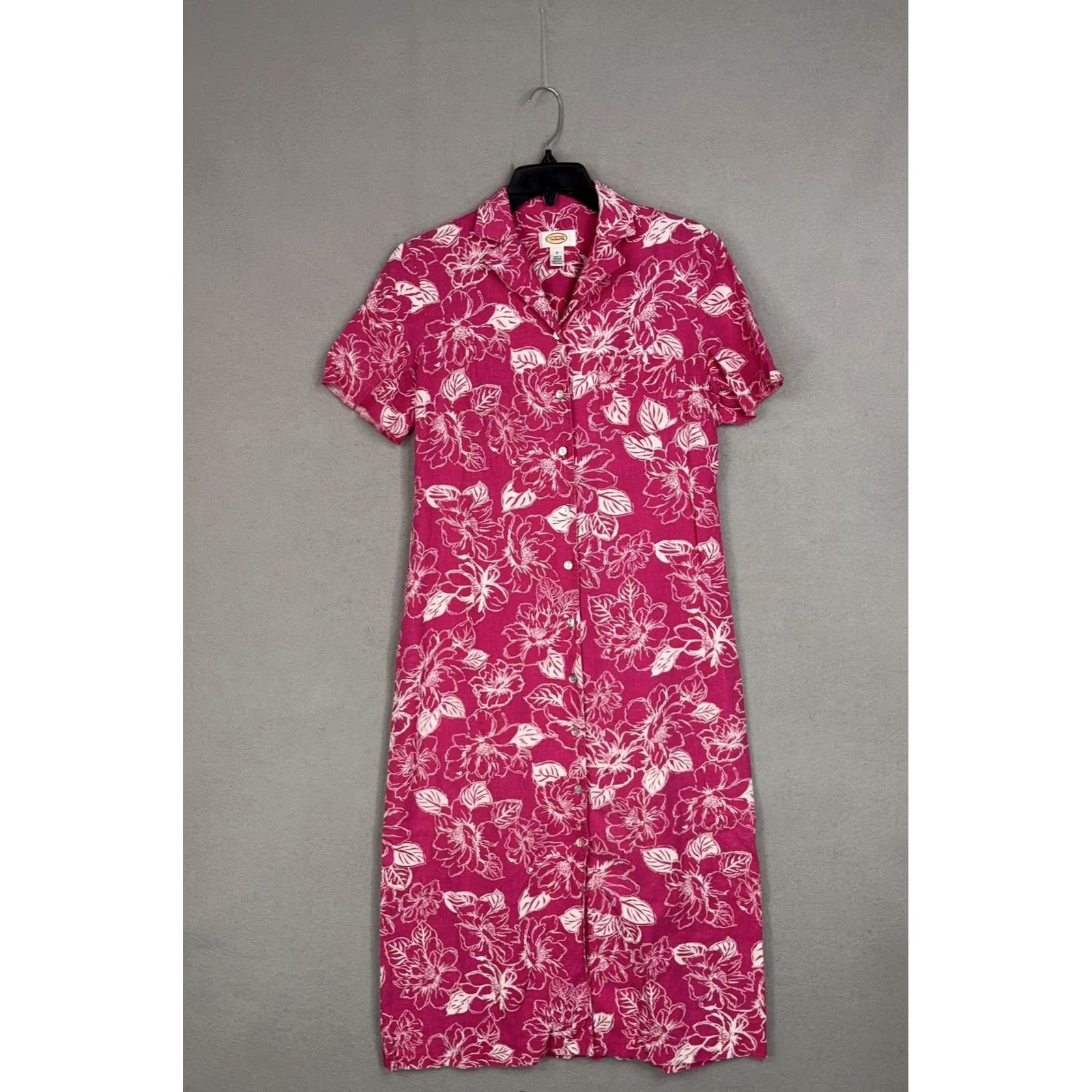 Talbots Talbots Dress Womens 6 Pink Floral Linen Resort Vacation Hawaiian Tropical Shirt Dress Casual Travel Size M / US 6-8 / IT 42-44 - 2 Thumbnail