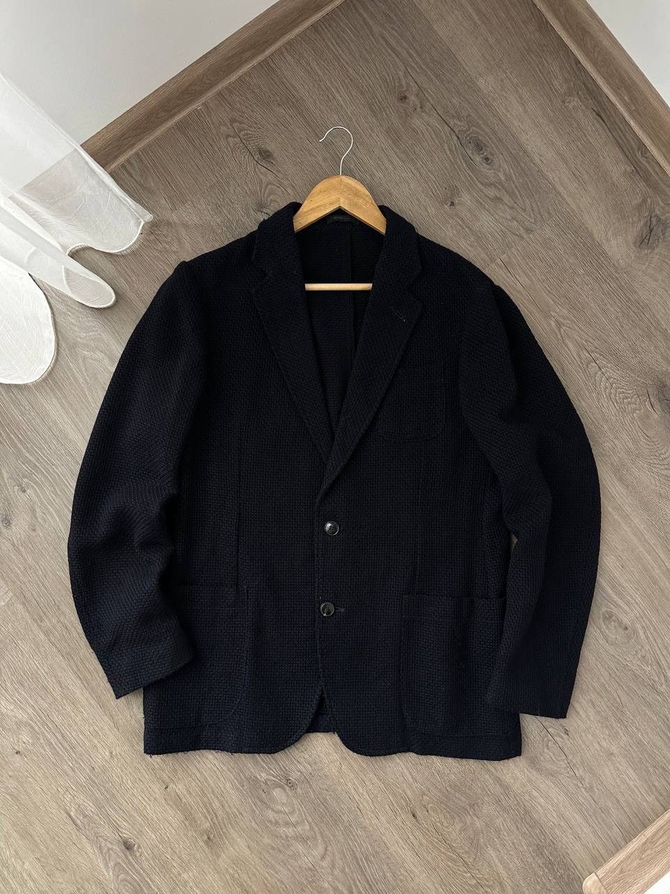 Armani Collezioni × Vintage Vintage Armani Collezioni Blue Jacquard Blazer Jacket Size 52R - 4 Thumbnail