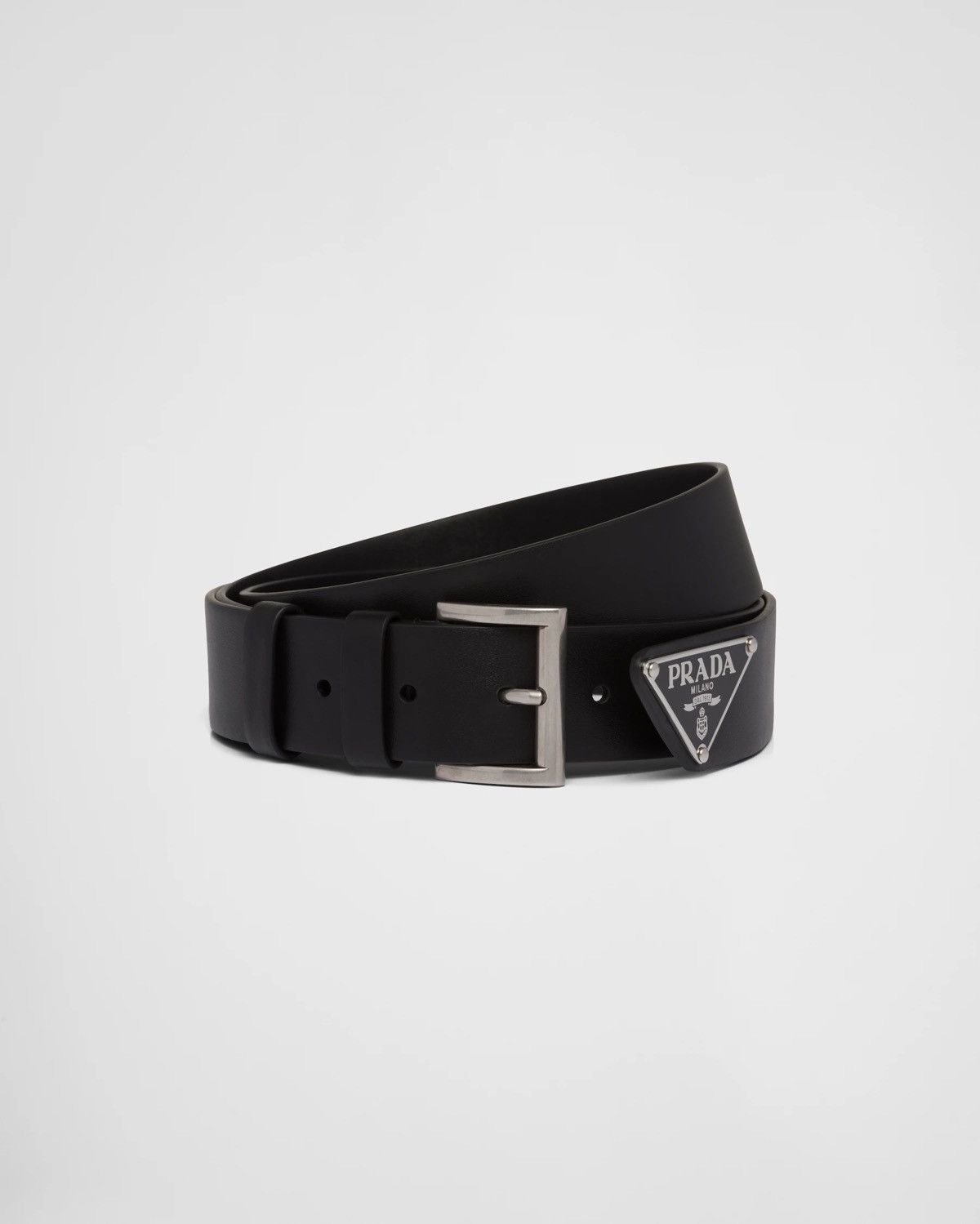 image of Prada Logo Belt in Black, Men's (Size 28)