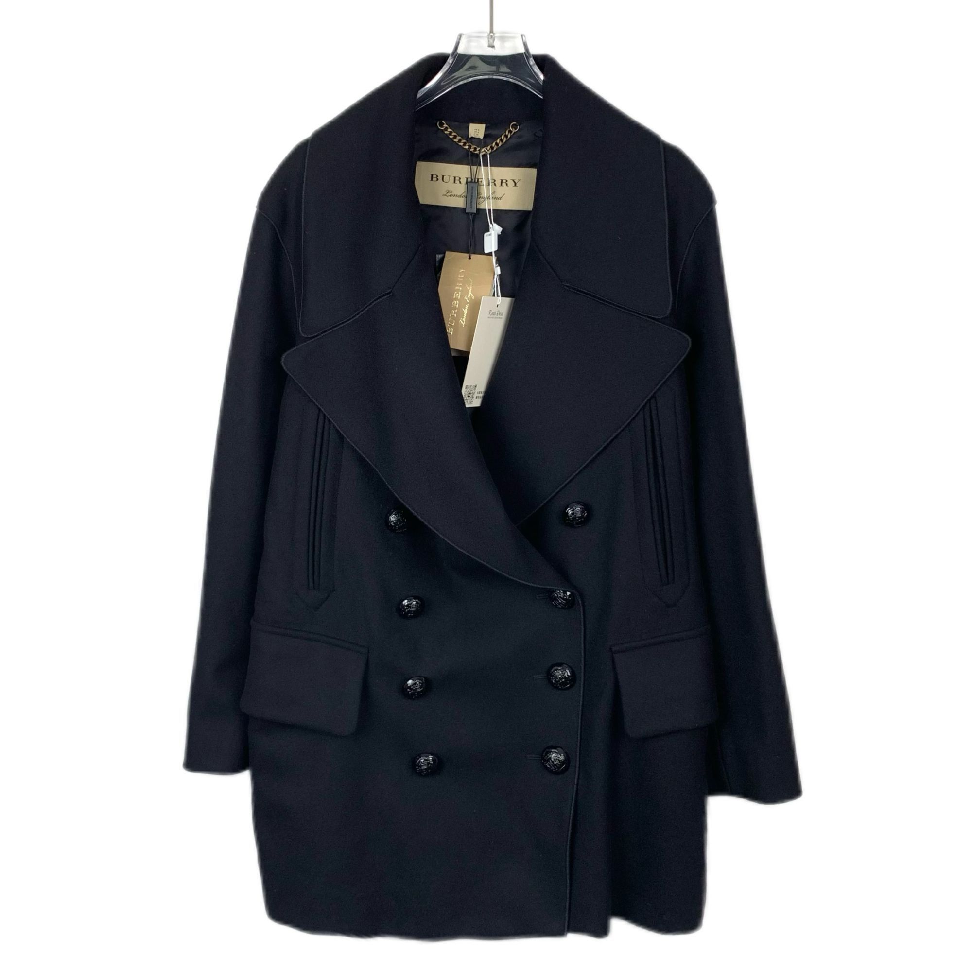 Burberry Burberry Womens Black Double-Breasted Wool Coat Size 4/6 New Size S / US 4 / IT 40 - 1 Thumbnail