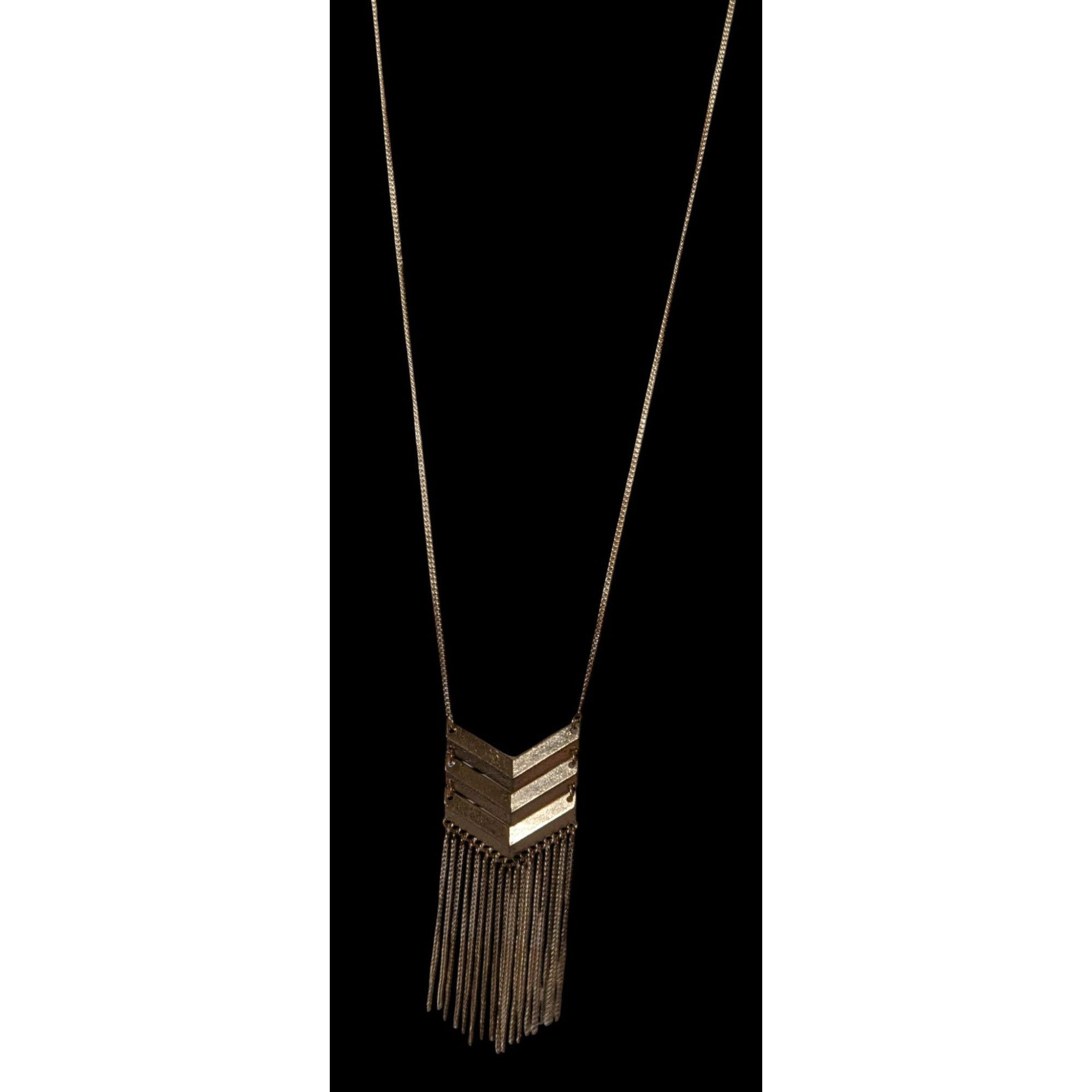 Other Chevron Gold-Tone Long Necklace With Fringe Size ONE SIZE - 4 Thumbnail