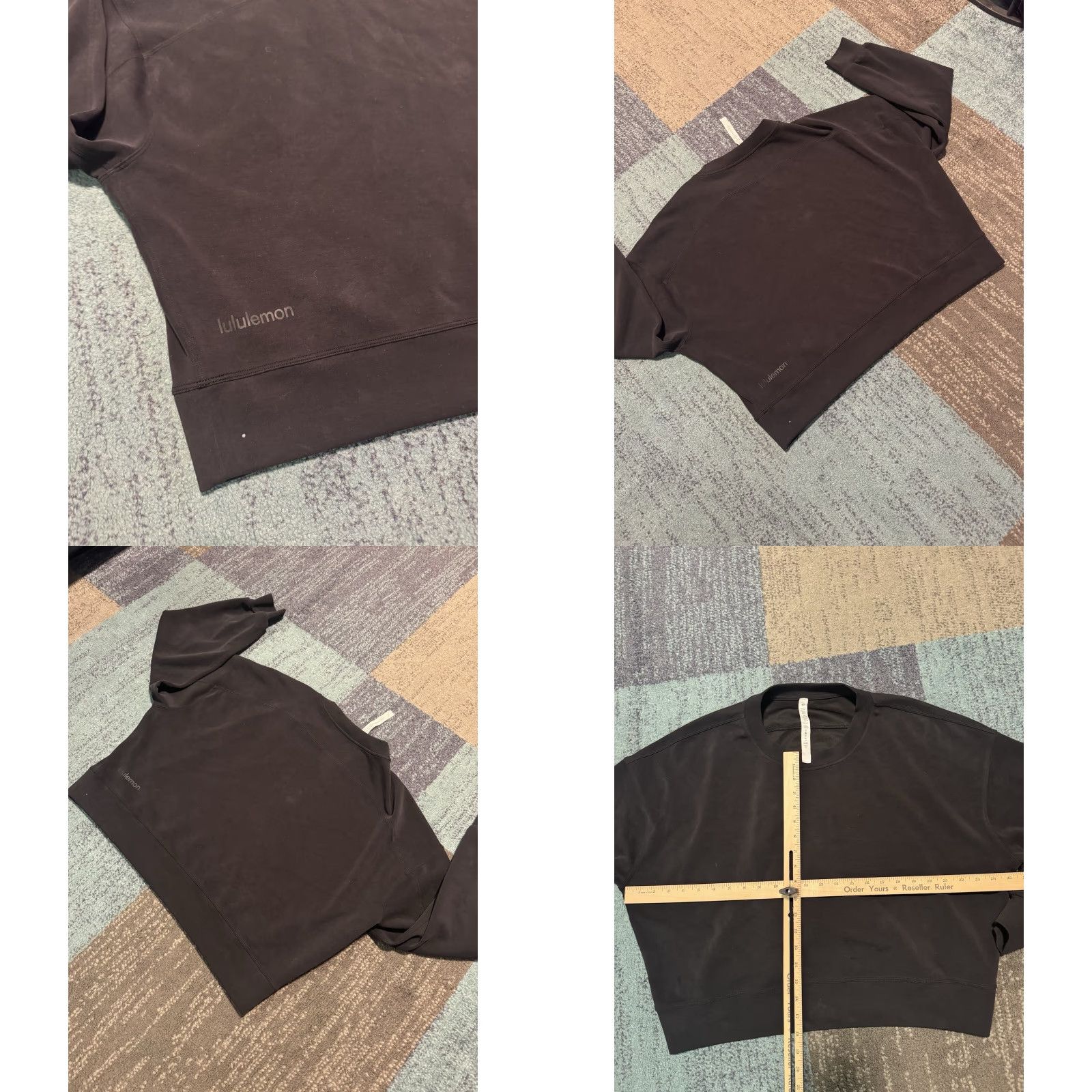 Lululemon Lululemon Softstreme Cropped Oversized Crew Sweatshirt Black Sz 12 Women Pullover Yoga Activewear Size XL / US 12-14 / IT 48-50 - 8 Thumbnail