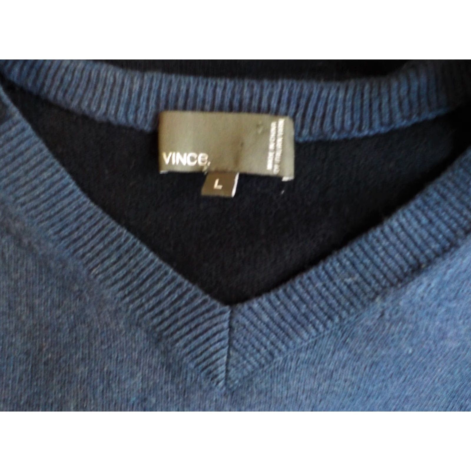 Vince VINCE V-Neck Sweater Shirt Wool Blend Two Tone Blues SZ LARGE Men Regular Knit Size US L / EU 52-54 / 3 - 4 Thumbnail