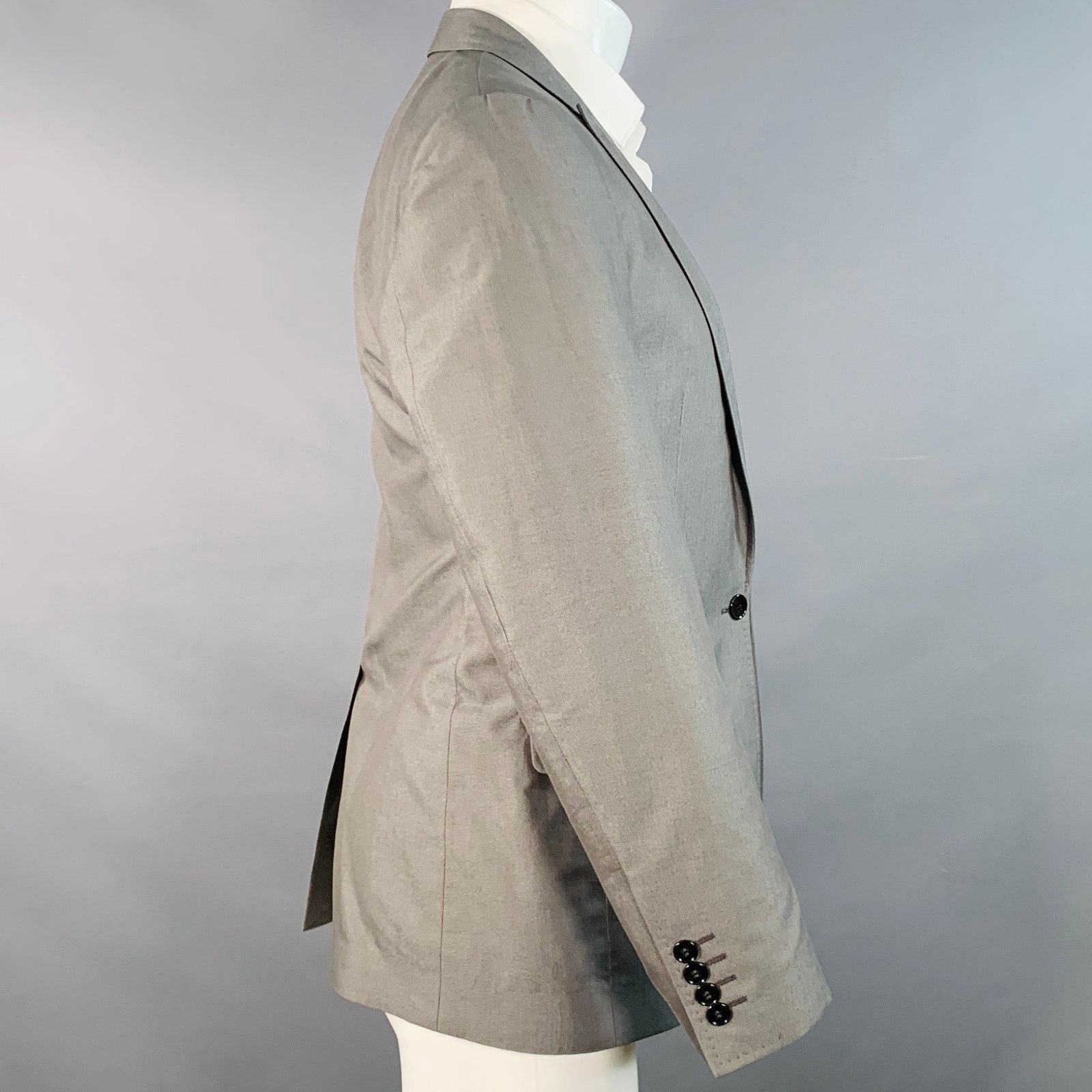 Dolce & Gabbana Size 38 Grey Cotton Silk Peak Lapel Single Button Sport Coat Size 38R - 4 Thumbnail