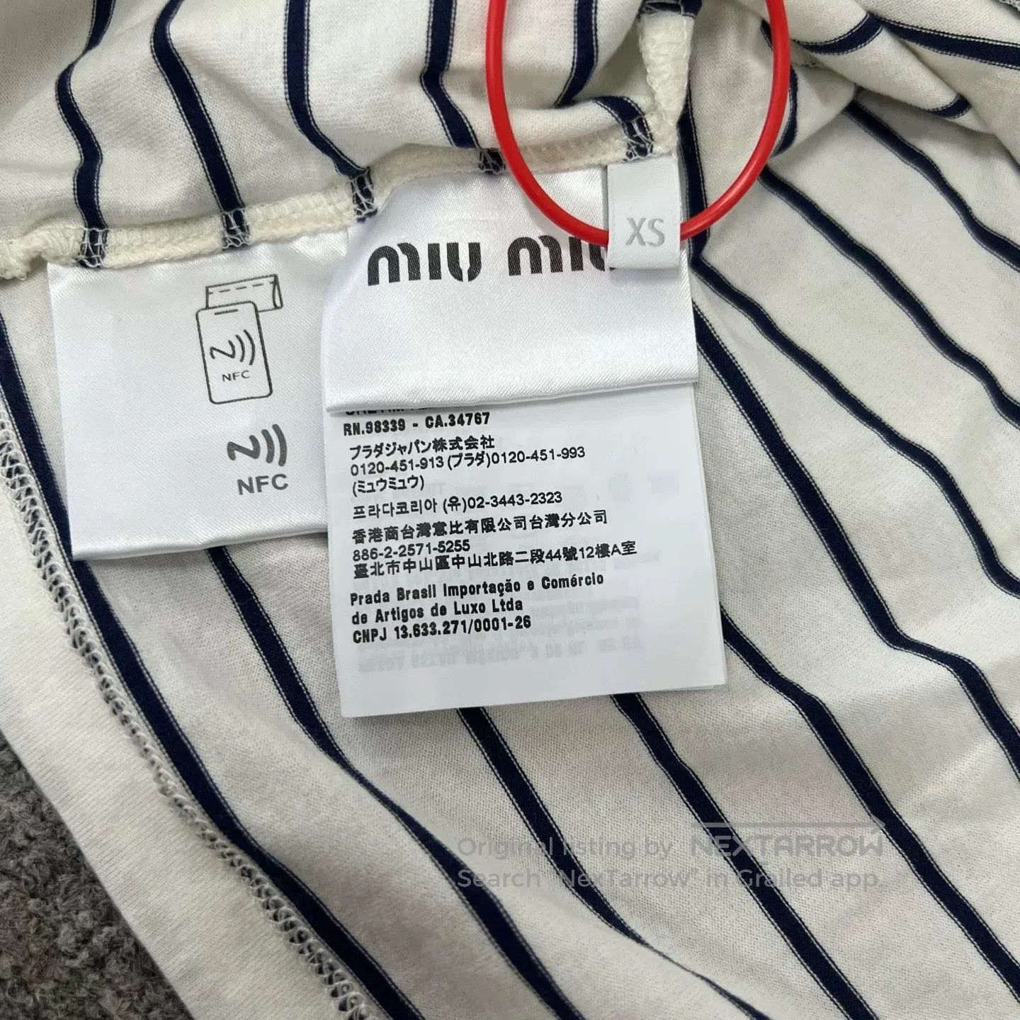 Miu Miu Miu Miu Embroidered Logo Striped T. Size XS / US 0-2 / IT 36-38 - 7 Thumbnail