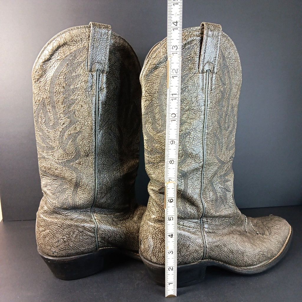 Boulet Boulet Mens Cowboy Boots Boots Rare Dark Green Gray Canada Size US 9.5 / EU 42-43 - 2 Thumbnail