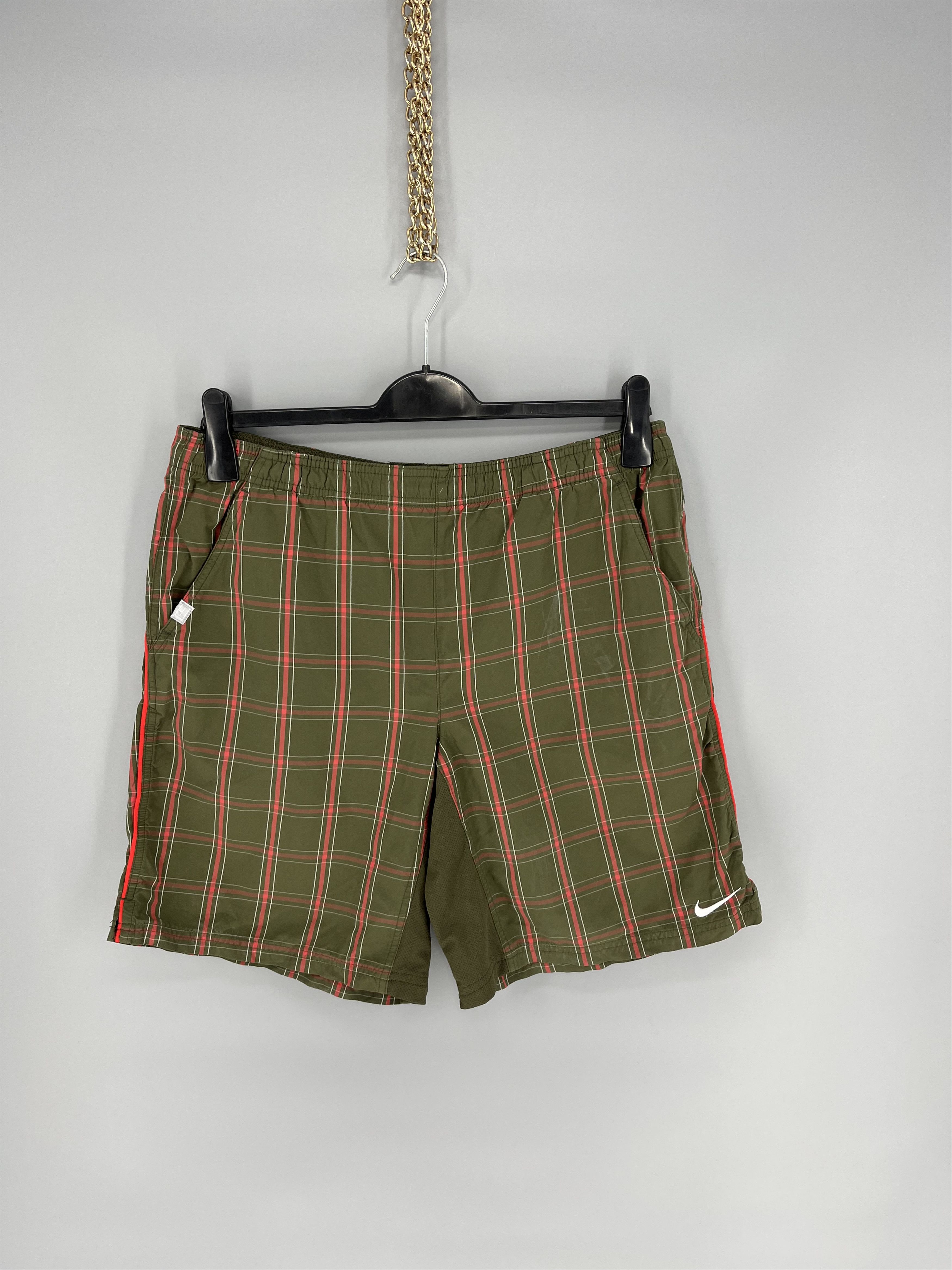 Nike × Vintage 90s Vintage Nike Black Nylon Mini Swoosh Shorts Travis Style Size US 34 / EU 50 - 1 Thumbnail