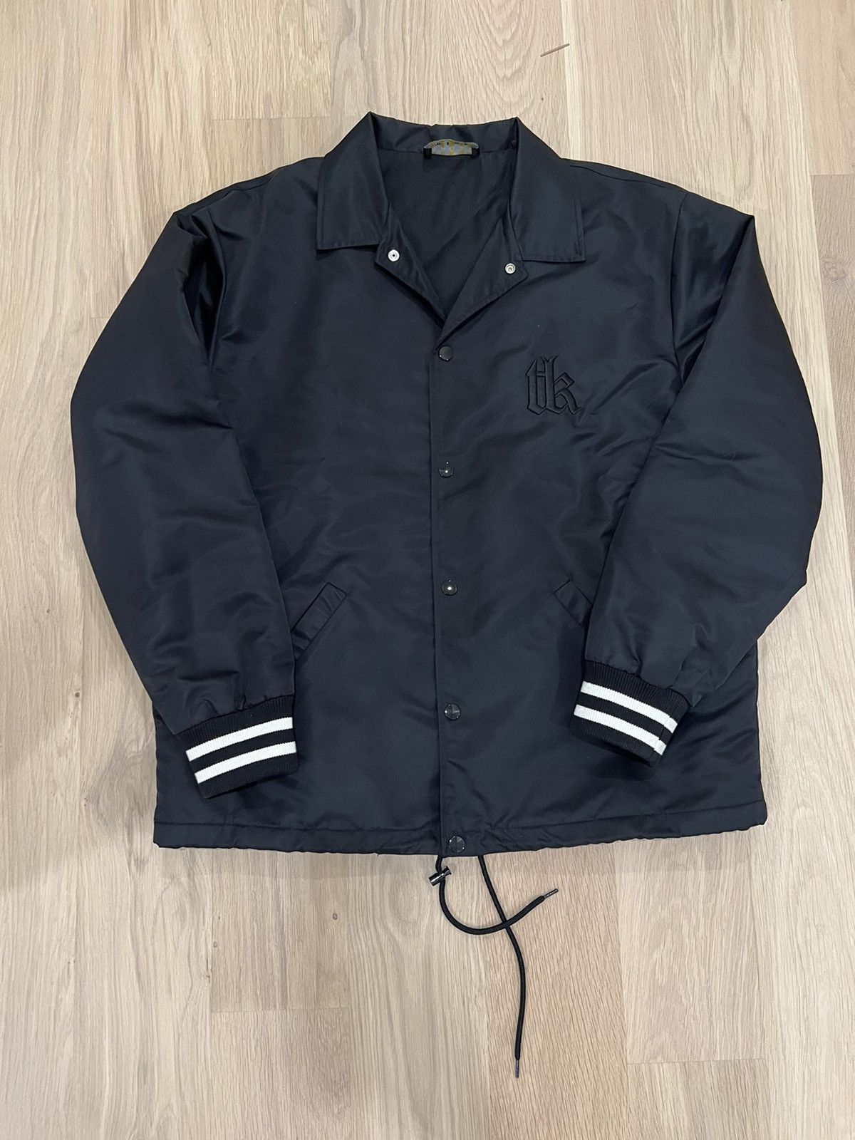 Black Nylon Bomber Varsity Jacket L