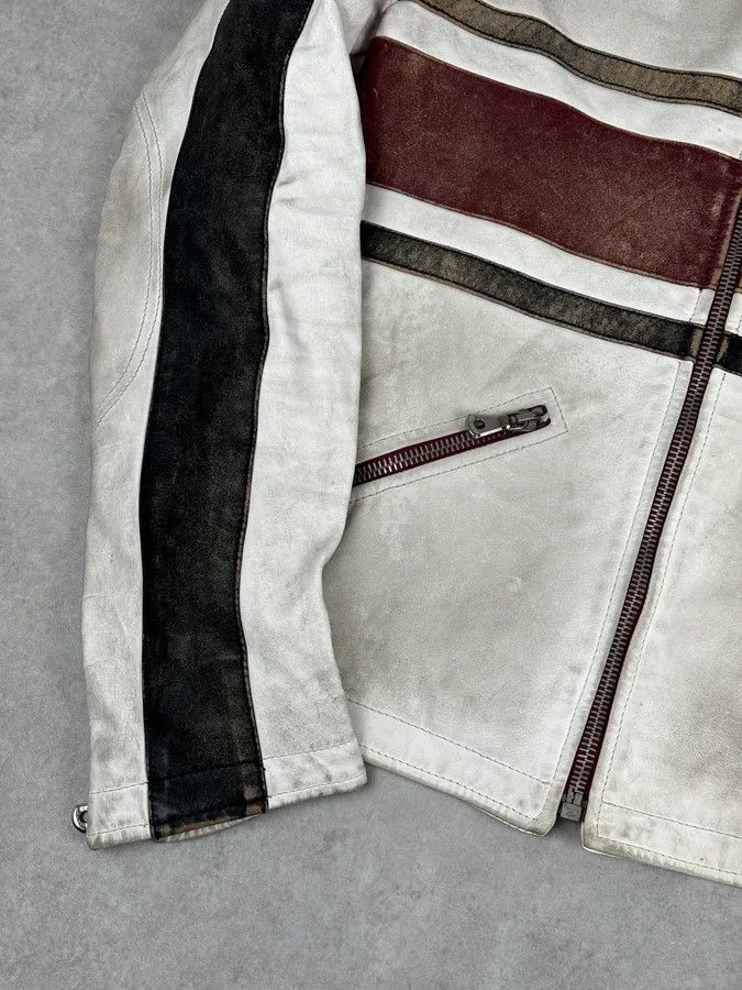Dolce & Gabbana 2000s Dolce & Gabbana Biker White Faded Leather Jacket Size US M / EU 48-50 / 2 - 9 Thumbnail