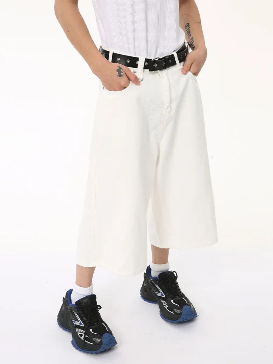 Japanese Brand Retro wide leg solid color denim shorts Size US 32 / EU 48 - 1 Thumbnail