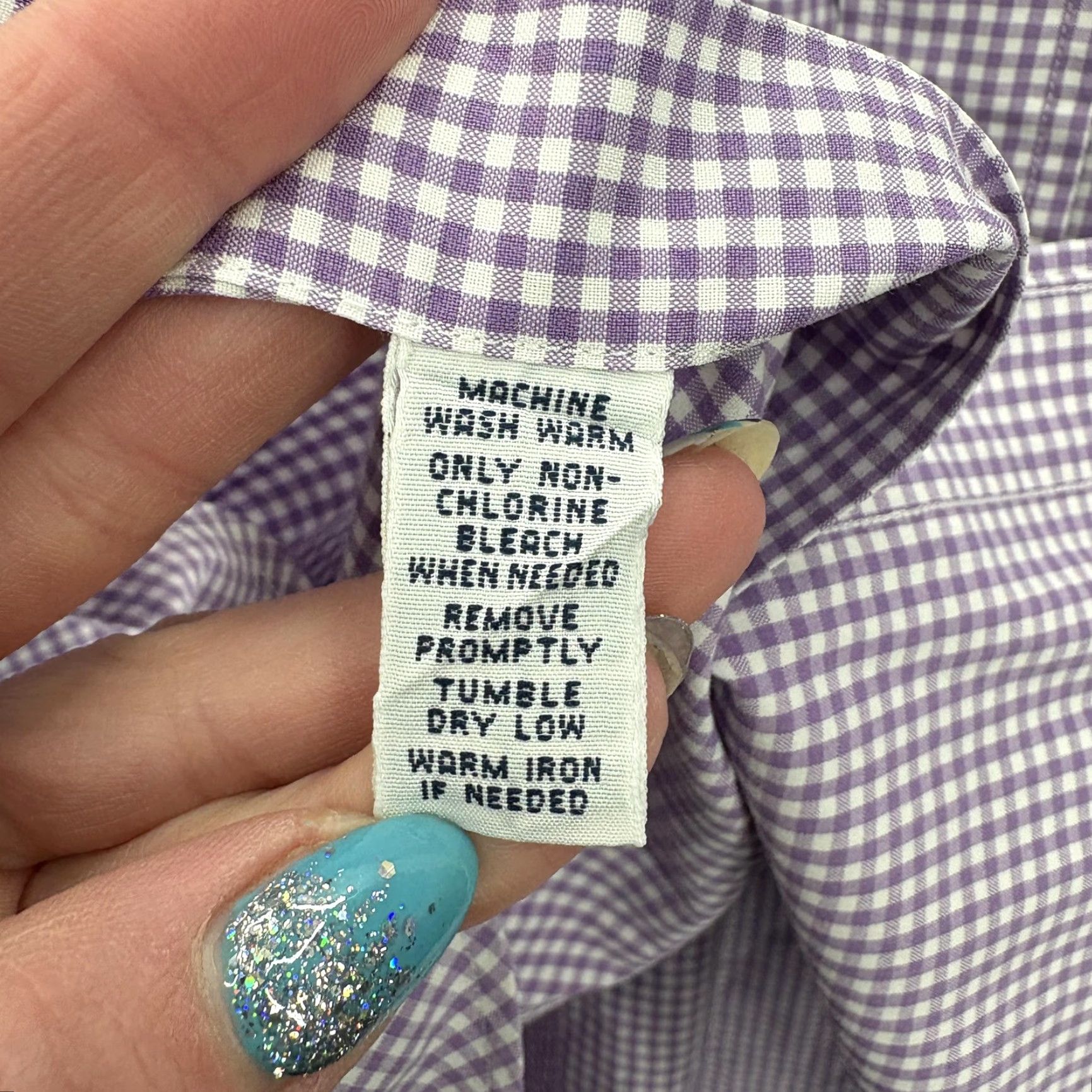 Ralph Lauren Ralph Lauren Dress Shirt Mens Button Down 16.5 34/35 Purple Gingham Classic Fit Size 46R - 5 Thumbnail