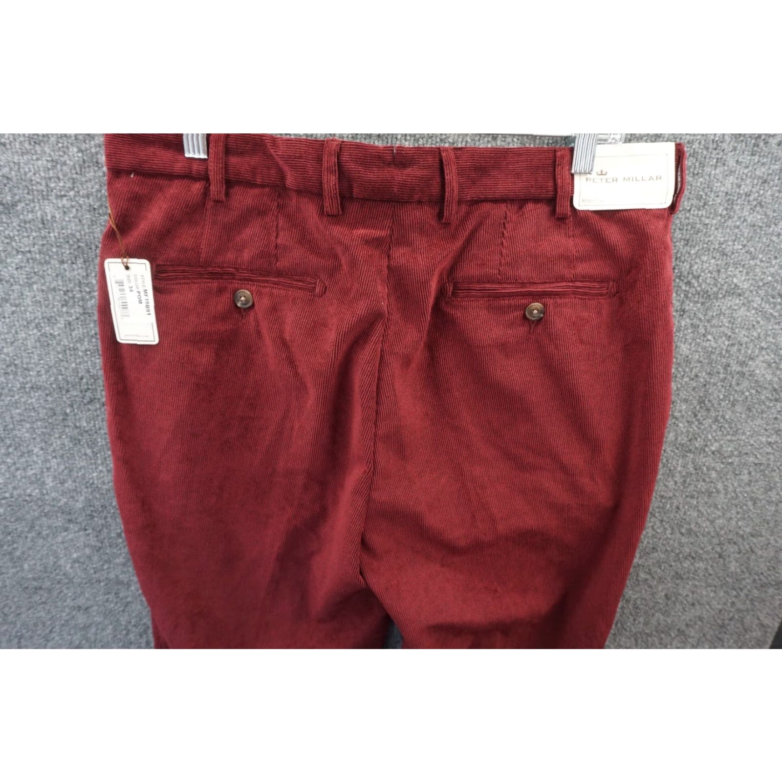 Peter Millar Pants Mens Red Size 34 Corduroy Nanoluxe Flat Front Straight Leg