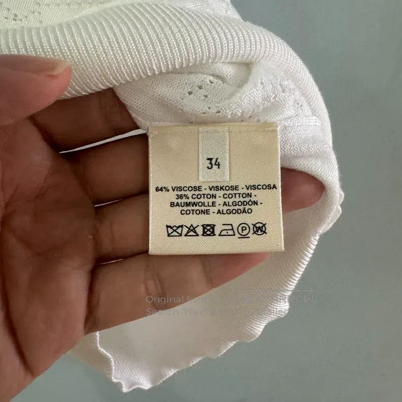 Hermes Hermes White Knitted Short Sleeve Size XXS / US 00 / IT 34 - 4 Thumbnail
