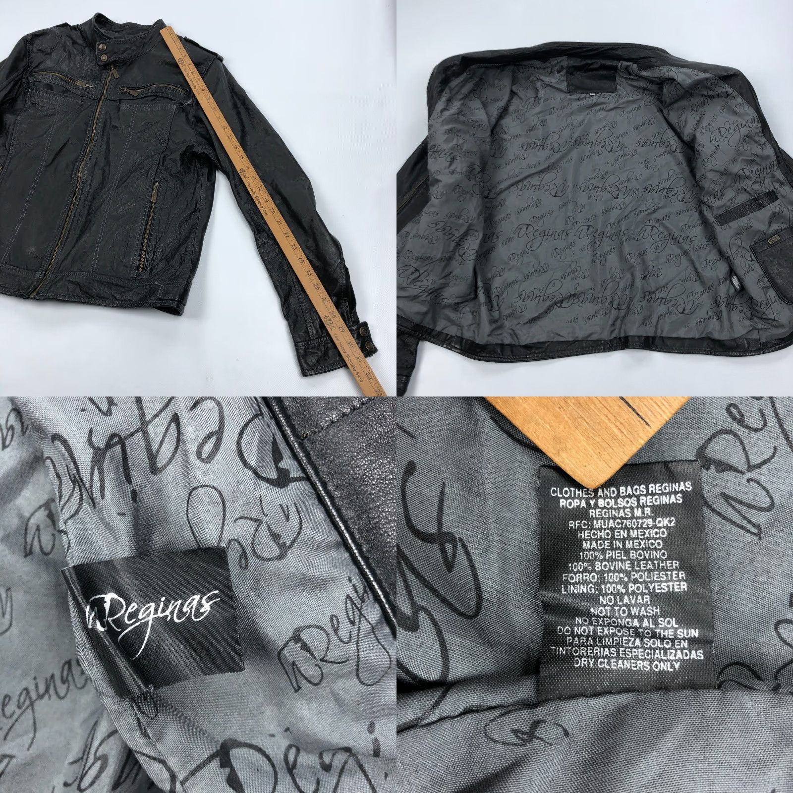 Vintage VINTAGE Reginas Leather Jacket Womens XL Black Biker 90s Mexico Reginas Womens XL Black Biker Leather Jacket Size XL / US 12-14 / IT 48-50 - 8 Thumbnail