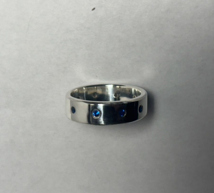 Handmade Size 10 Blue spinels flush set 925 ring Size ONE SIZE - 5 Thumbnail