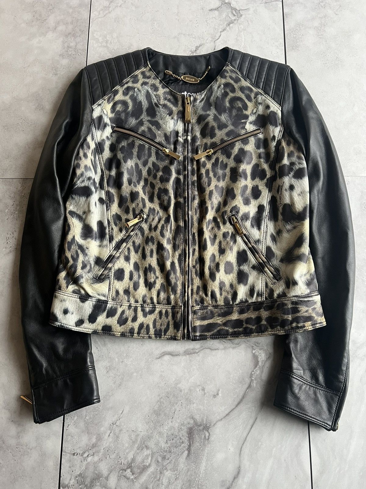 Just Cavalli Just Cavalli Leopard Leather Jacket Size US M / EU 48-50 / 2 - 1 Thumbnail