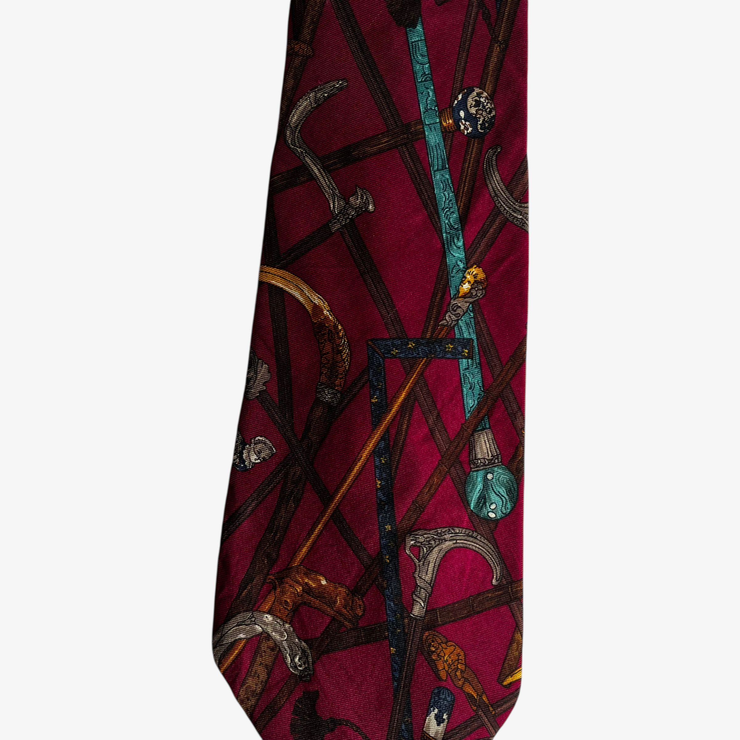 Perry Ellis Vintage 90s Perry Ellis Equestrian Print Red Silk Tie Size ONE SIZE - 3 Thumbnail