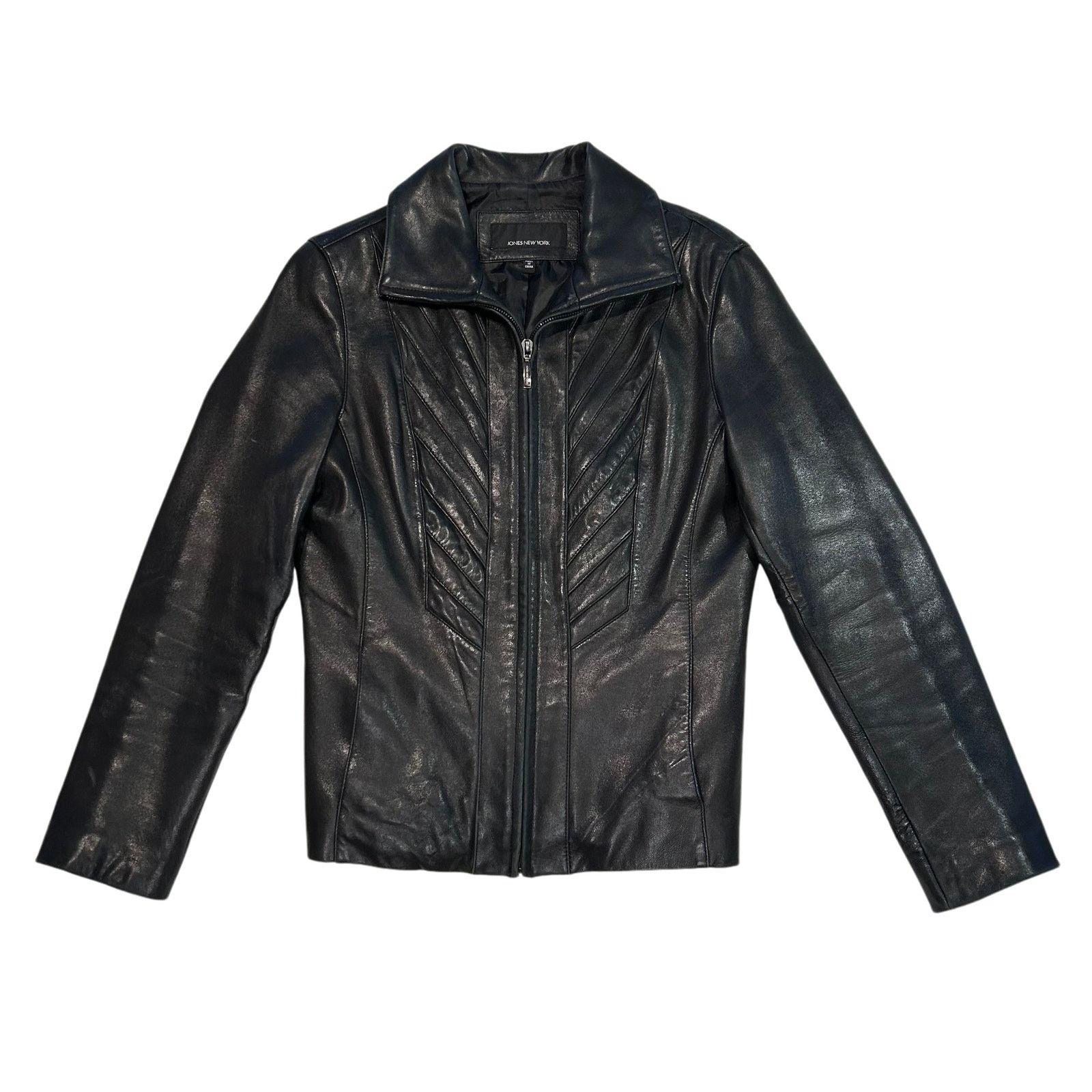 Jones New York Jones New York Black Leather Zip Up Moto Biker Jacket Size M Size M / US 6-8 / IT 42-44 - 1 Thumbnail