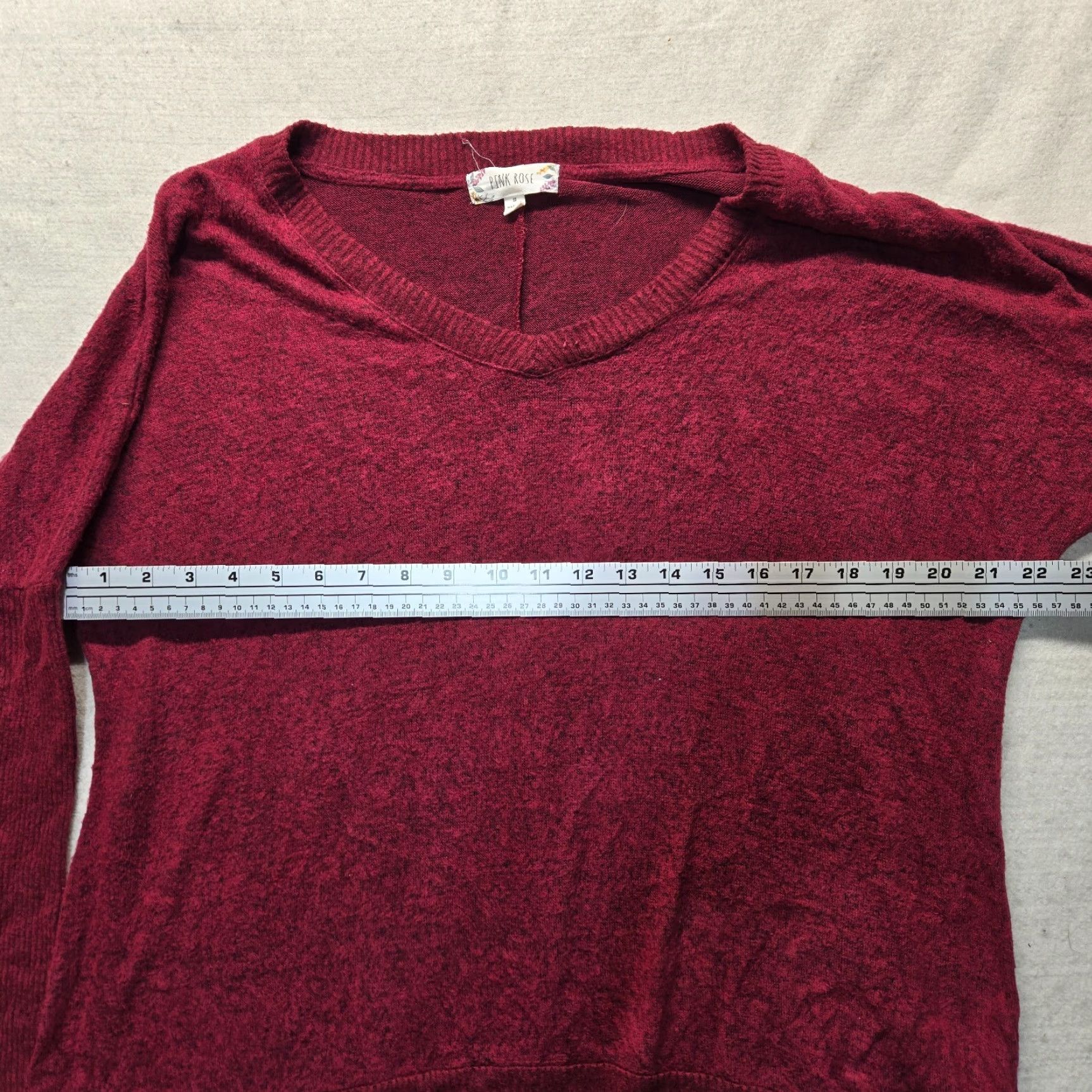 Vintage Pink Rose Sweater Shirt Womens Oversized Long Sleeve V-Neck Purple S Adult Small Size S / US 4 / IT 40 - 4 Thumbnail