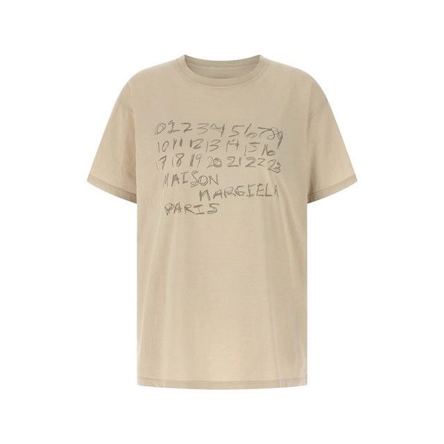 MAISON MARGIELA Numeric Beige Women's Cotton T-shirt New & A