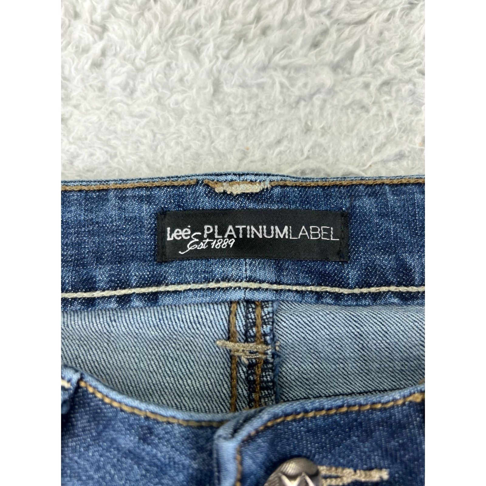 Lee Lee Jeans Women Bootcut Denim 28x32 Blue Mid Rise 8 Regular 5-Pocket Zipper Distressed Cotton Blend Cowboy Southwestern Designer N/A Size 30" / US 8 / IT 44 - 6 Thumbnail