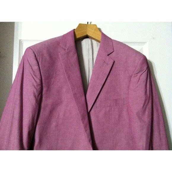 Alan Flusser ALAN FLUSSER MENS NEW RASPBERRY COTTON SPORT COAT BLAZER 40L Size 40L - 2 Thumbnail
